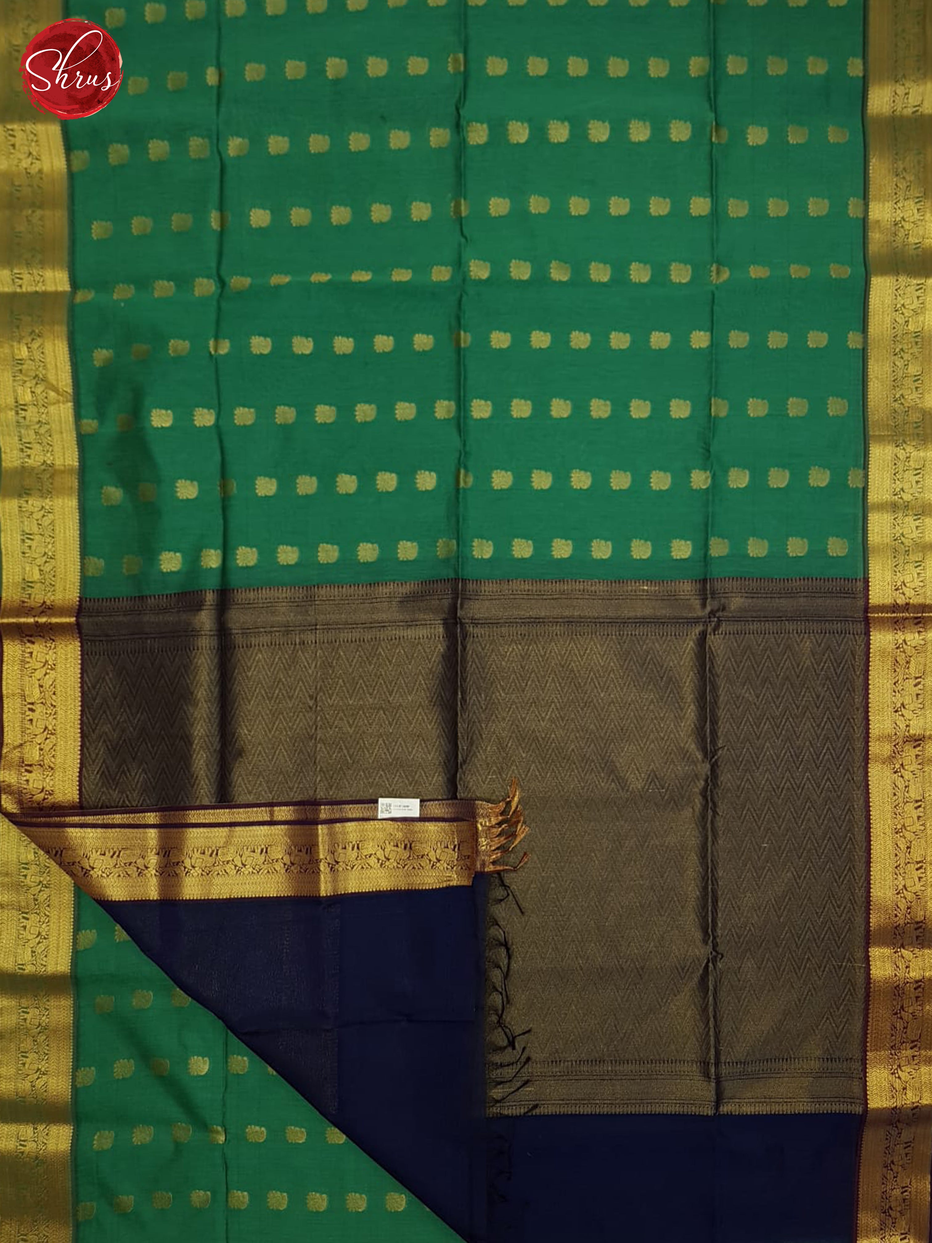 Green and blue- Semi Silkcotton Saree - Shop on ShrusEternity.com