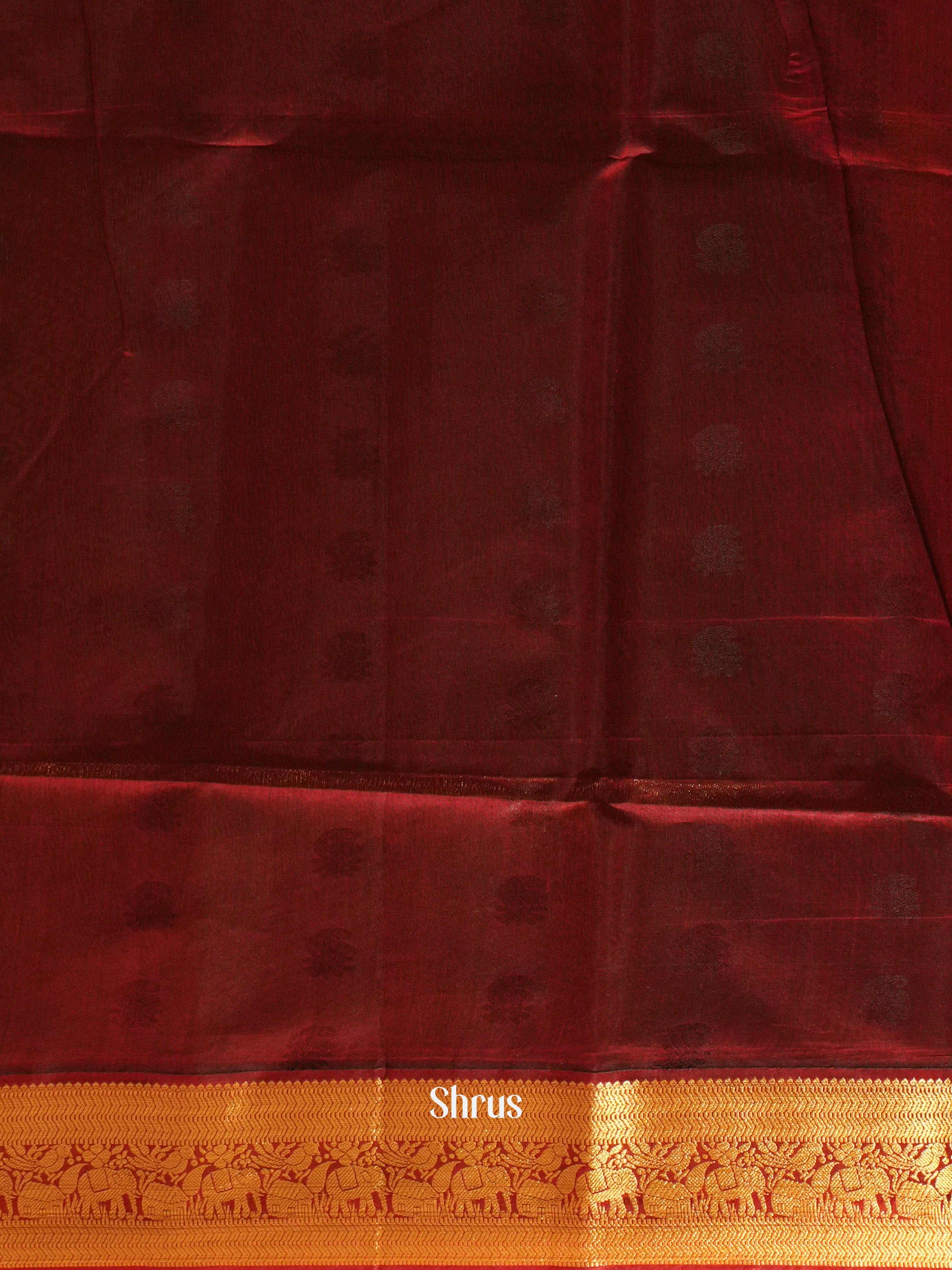 Green & Maroon -Semi Silkcotton  Saree