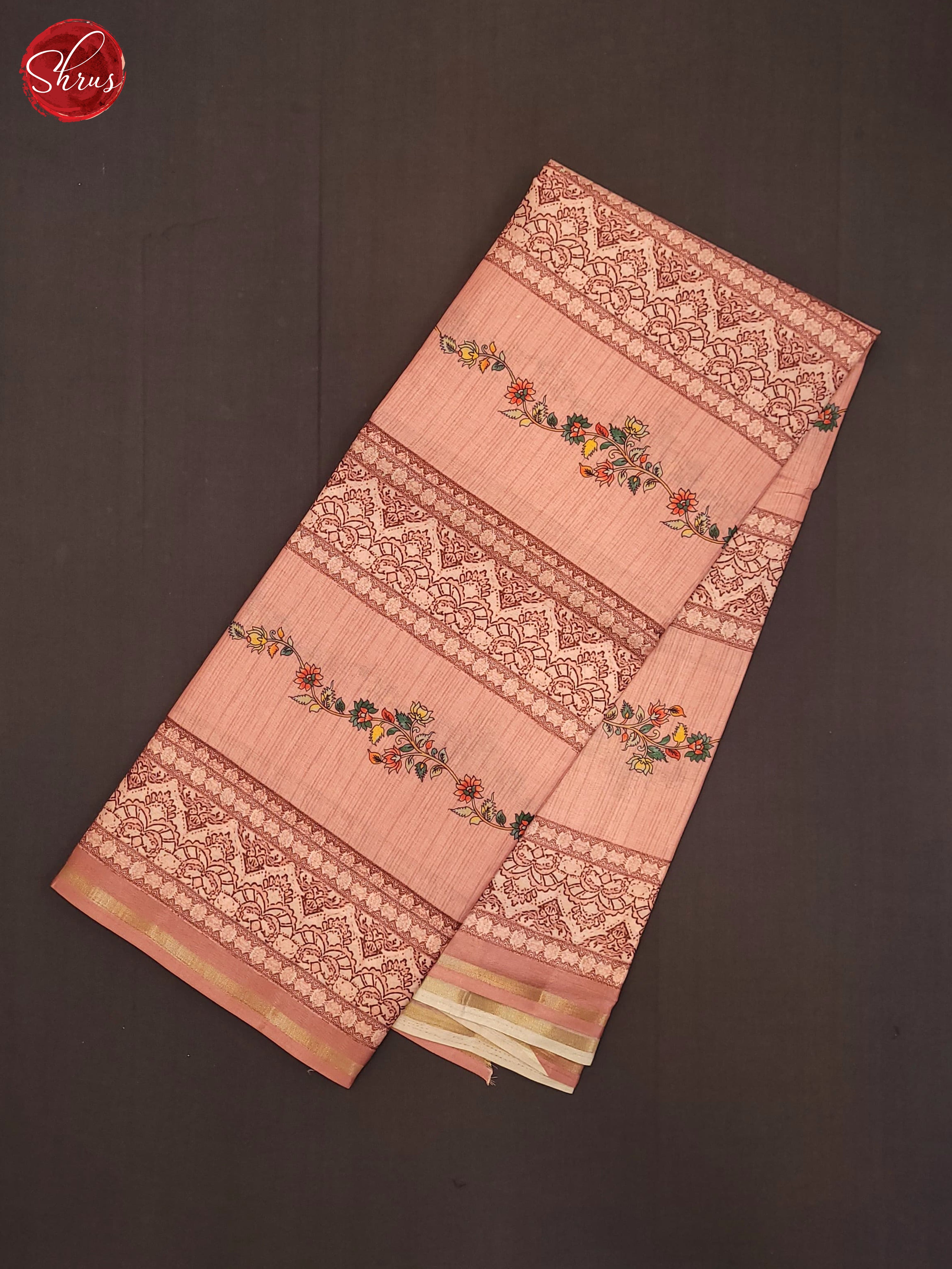 Peachish pink(Single tone)- Semi Tussar saree - Shop on ShrusEternity.com