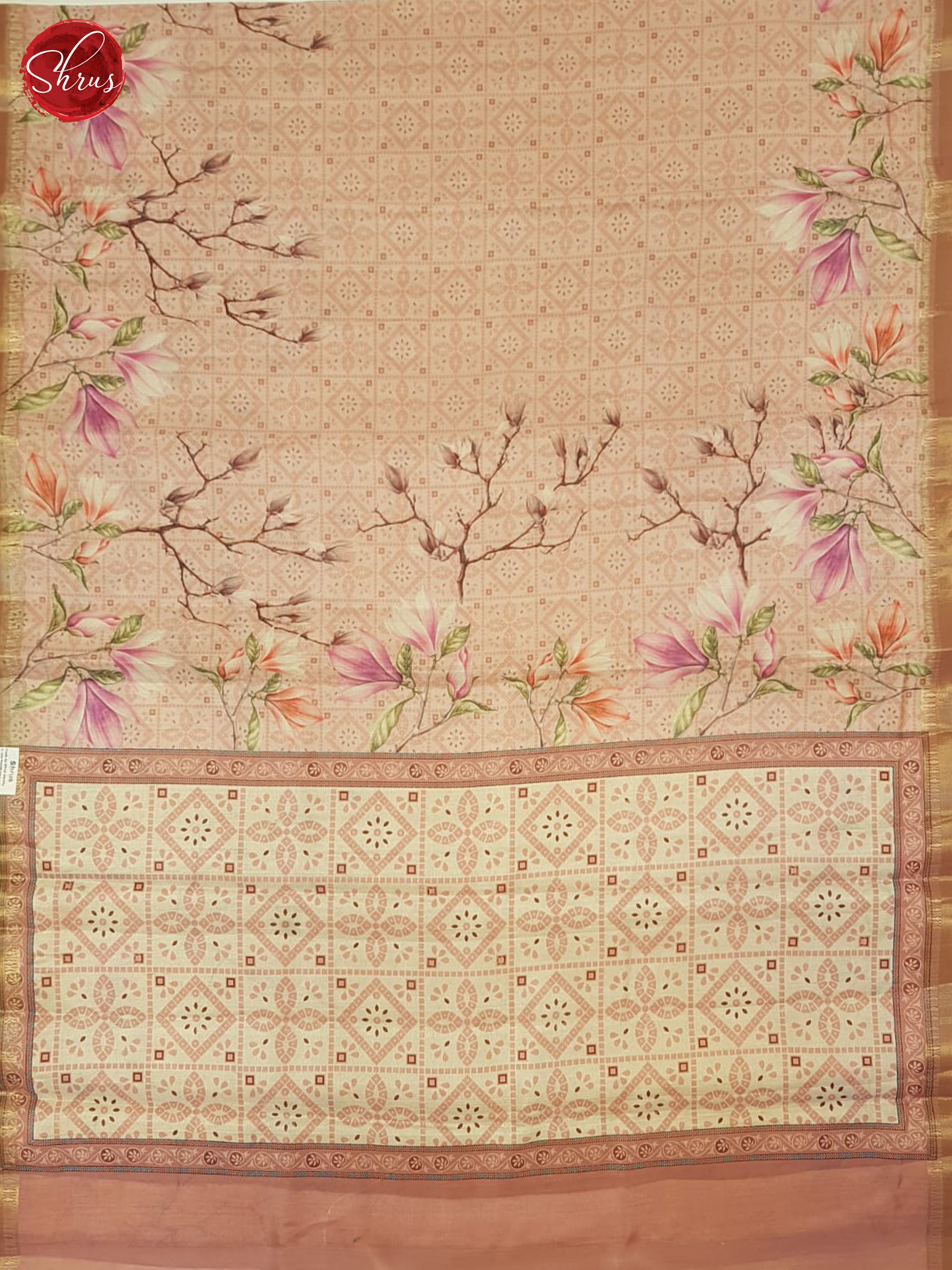 Peachish Pink(Single Tone) - Semi Tussar Saree - Shop on ShrusEternity.com