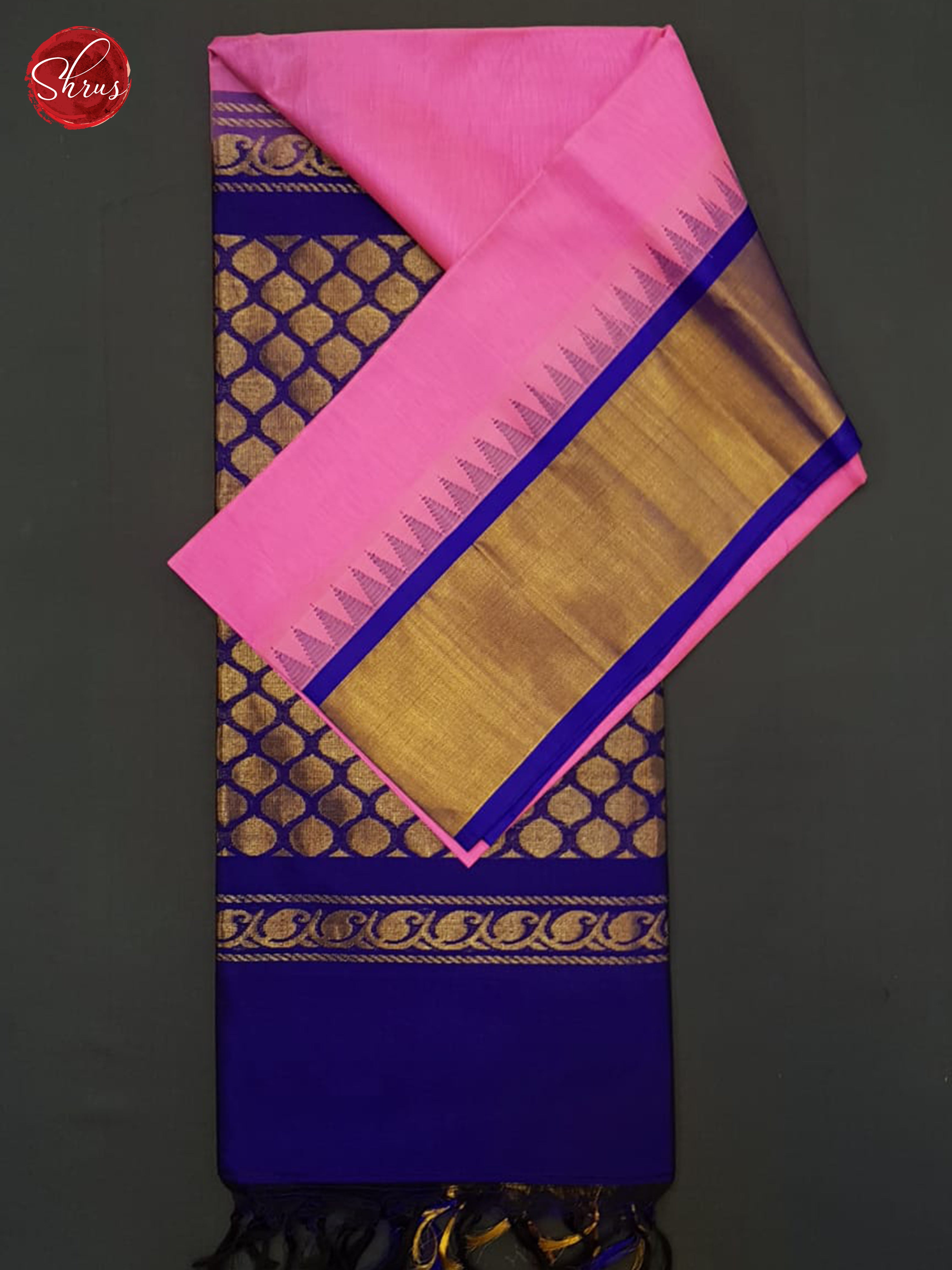 Pink And Blue-Silk cotton Saree - Shop on ShrusEternity.com