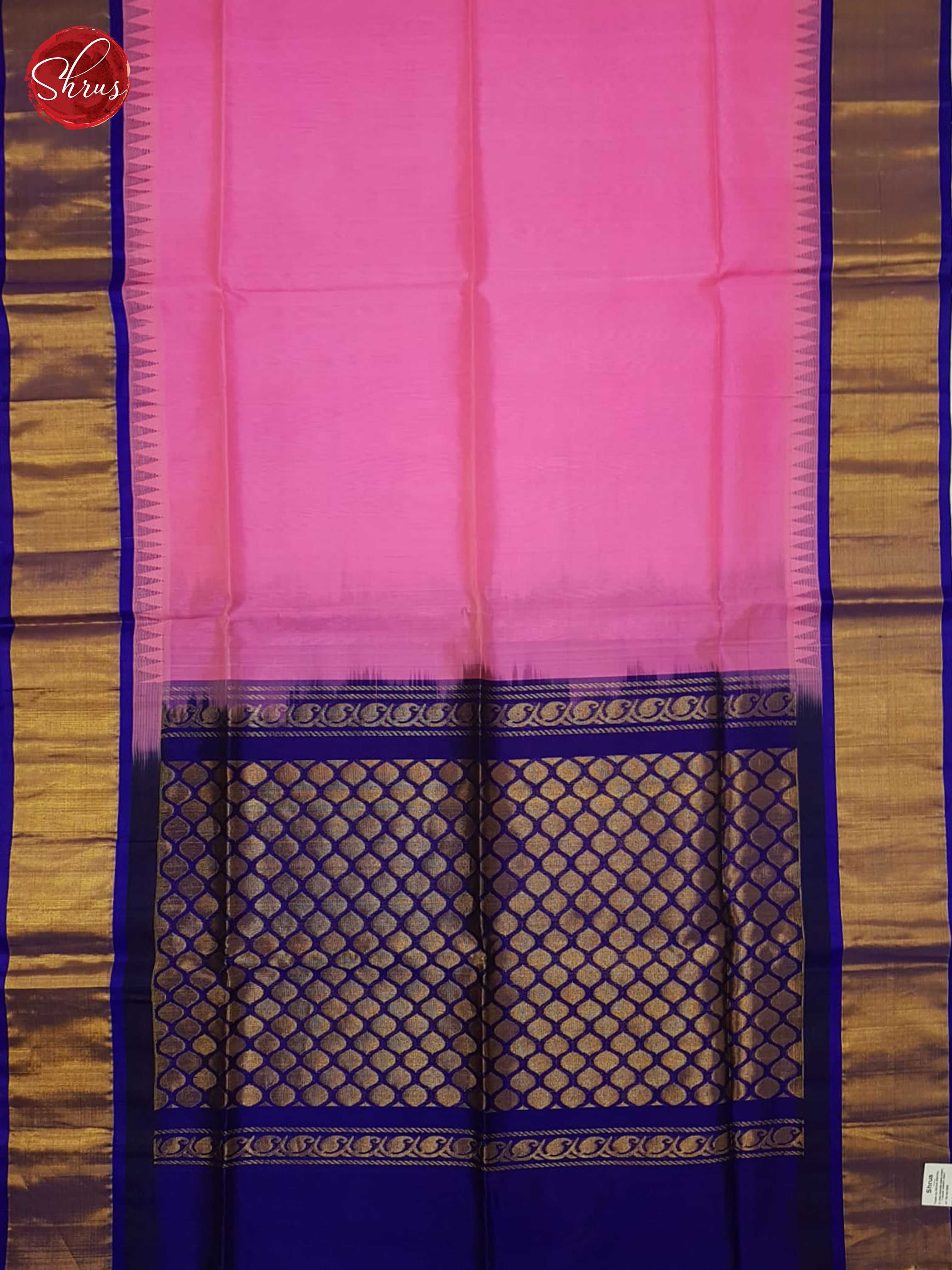 Pink And Blue-Silk cotton Saree - Shop on ShrusEternity.com