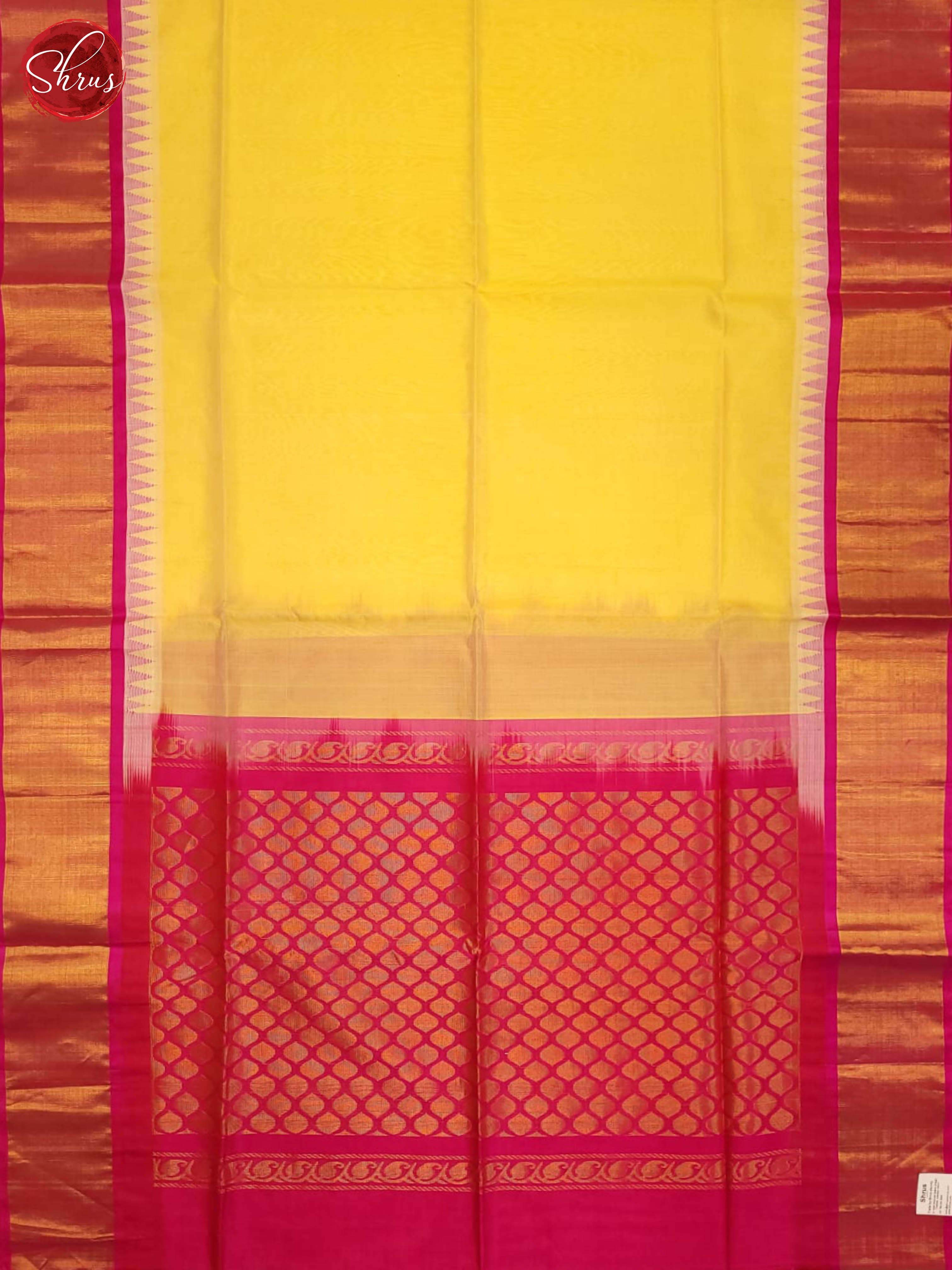 yellow and pink- Silk Cotton Saree - Shop on ShrusEternity.com