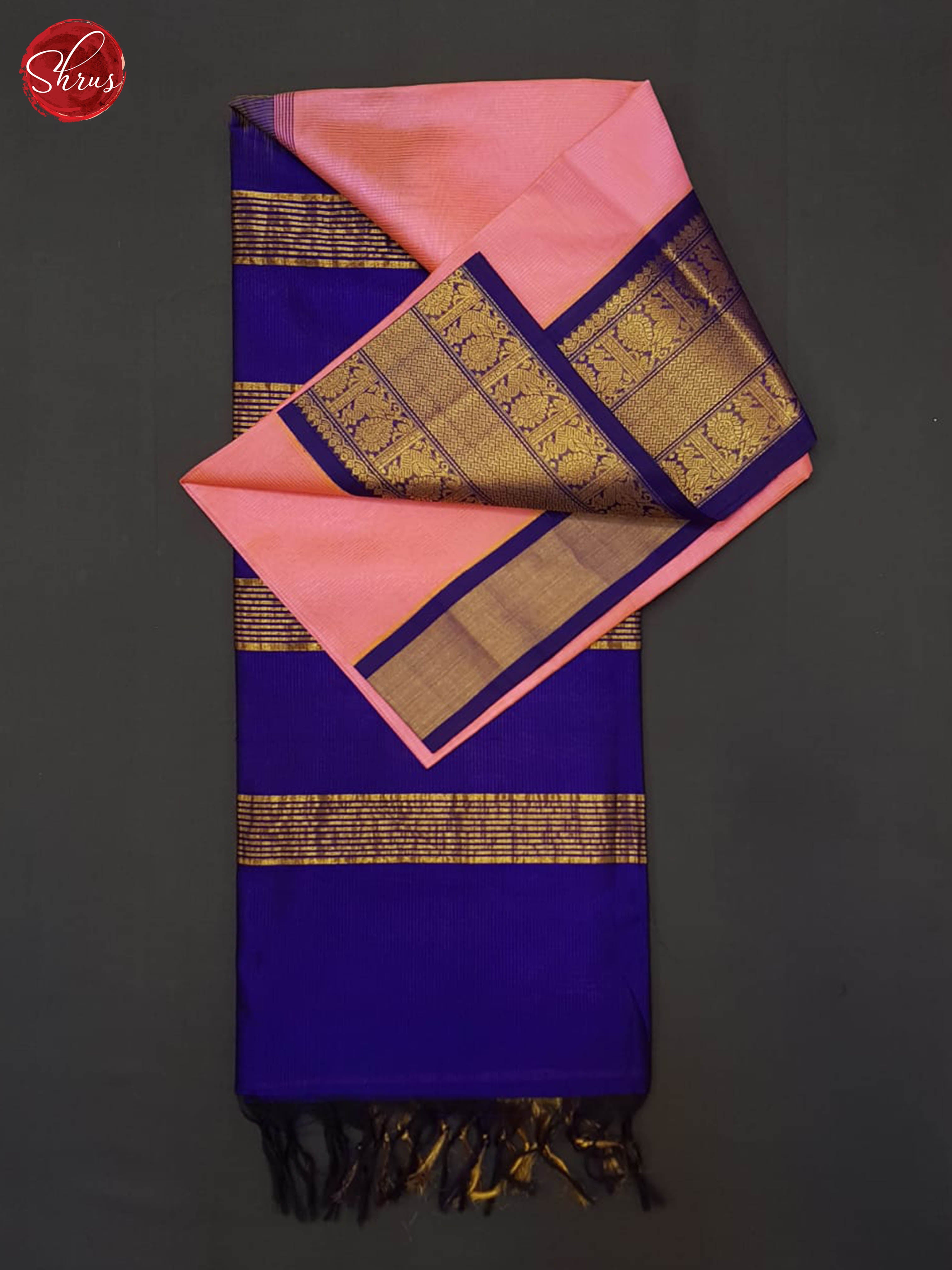 Pink And Blue-Silk Cotton Saree - Shop on ShrusEternity.com