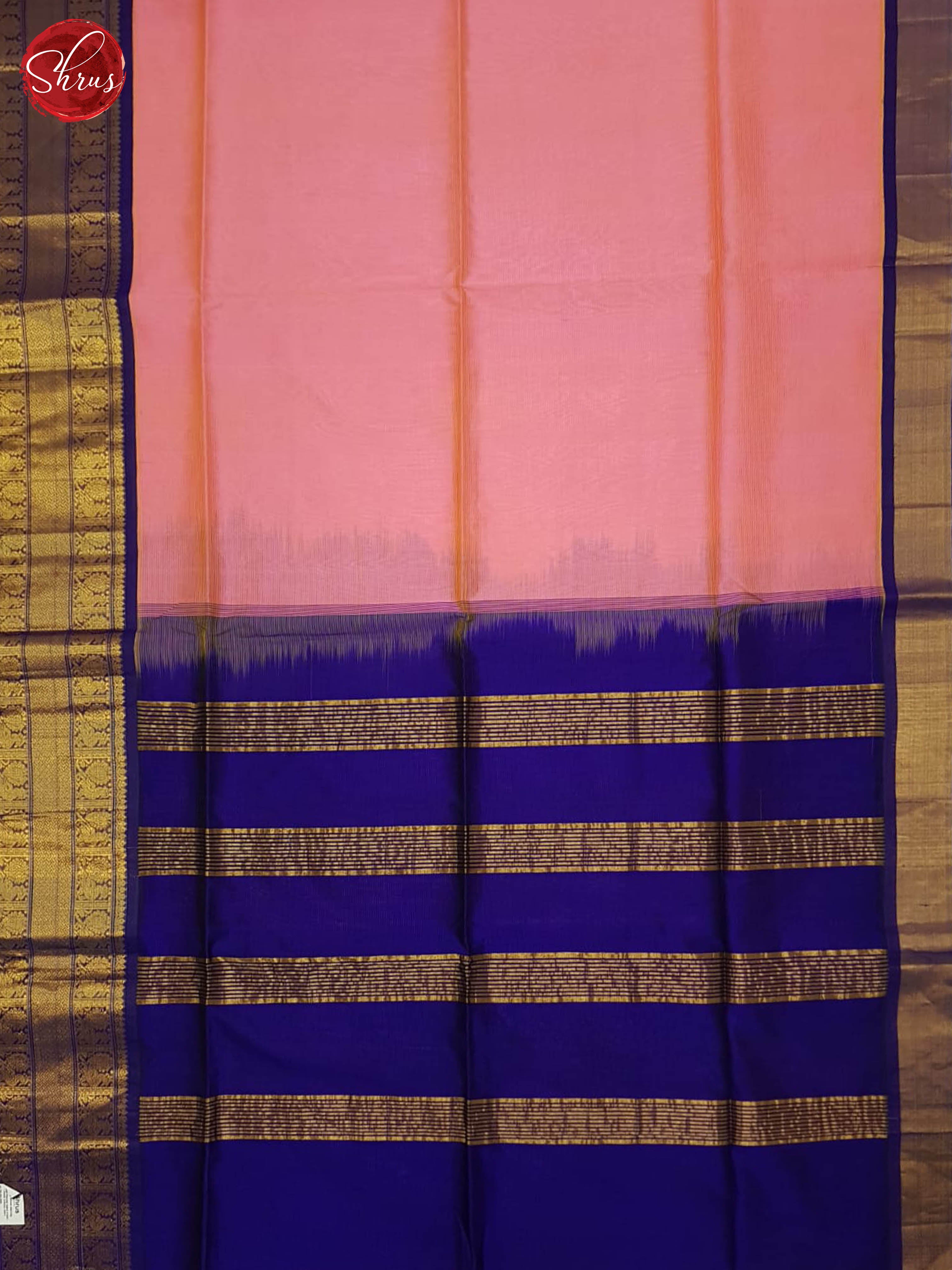 Pink And Blue-Silk Cotton Saree - Shop on ShrusEternity.com