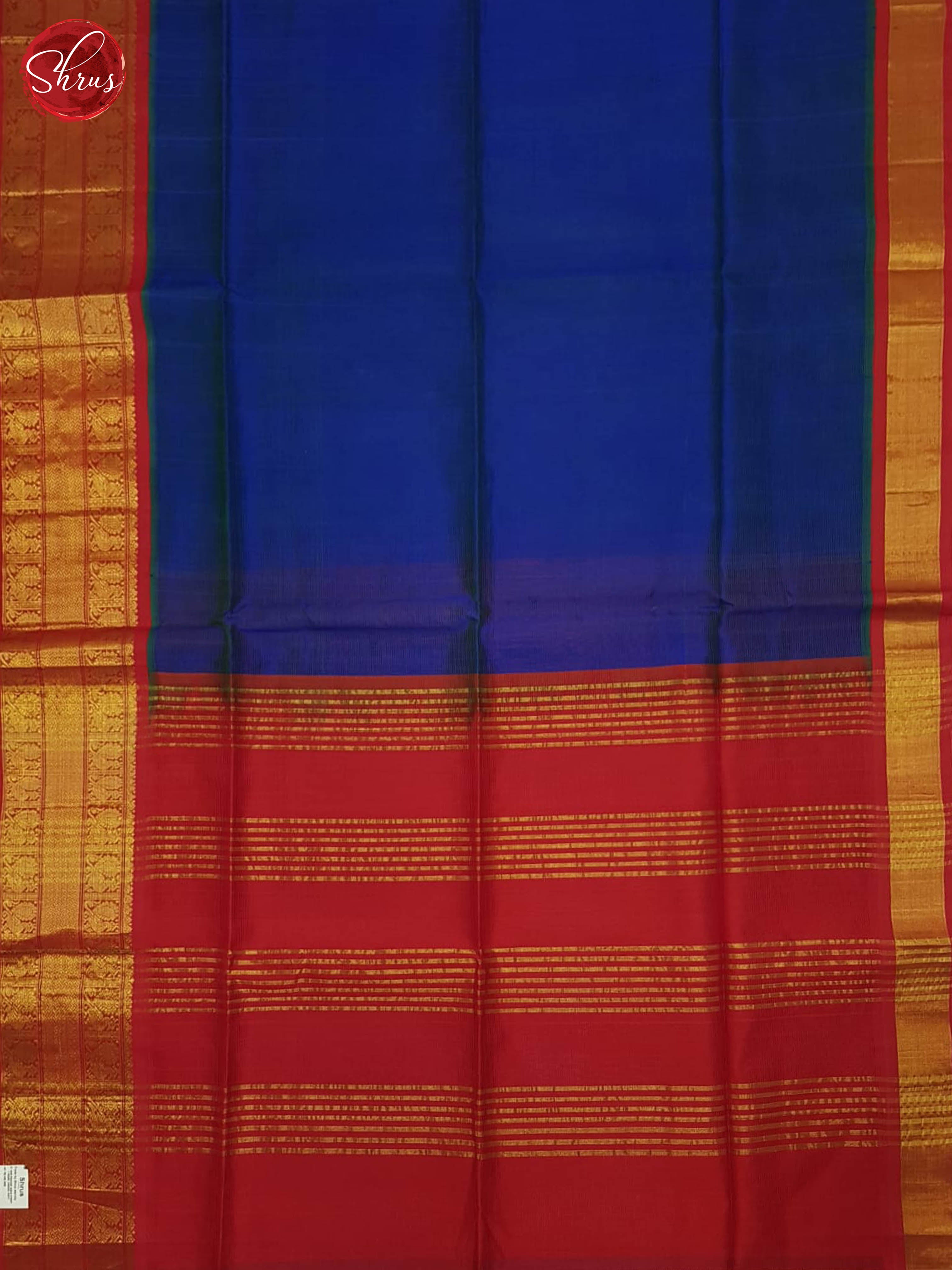 Blue And Red-Silk Cotton saree - Shop on ShrusEternity.com