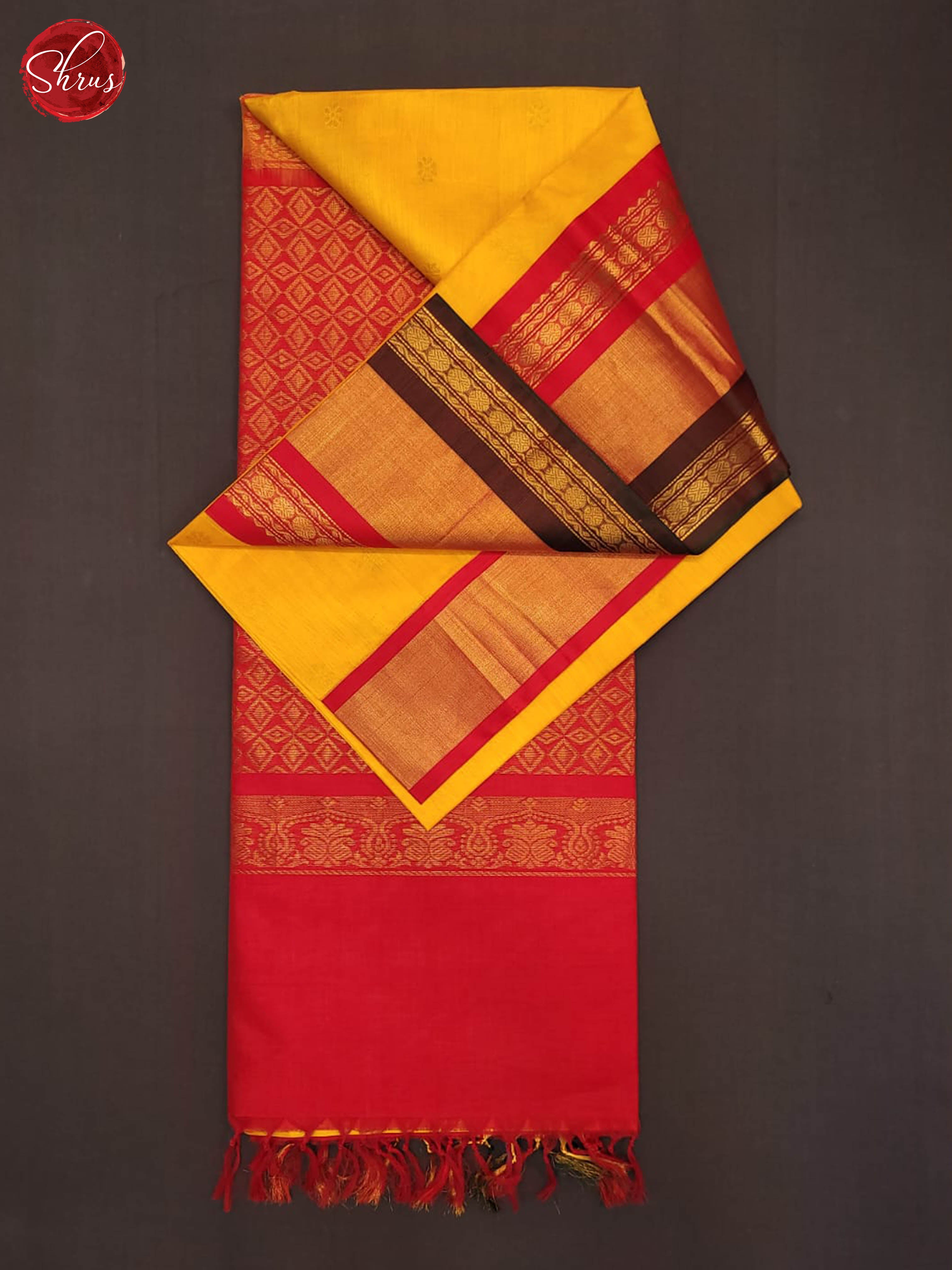 yellow and Red-Silk Cotton Saree - Shop on ShrusEternity.com