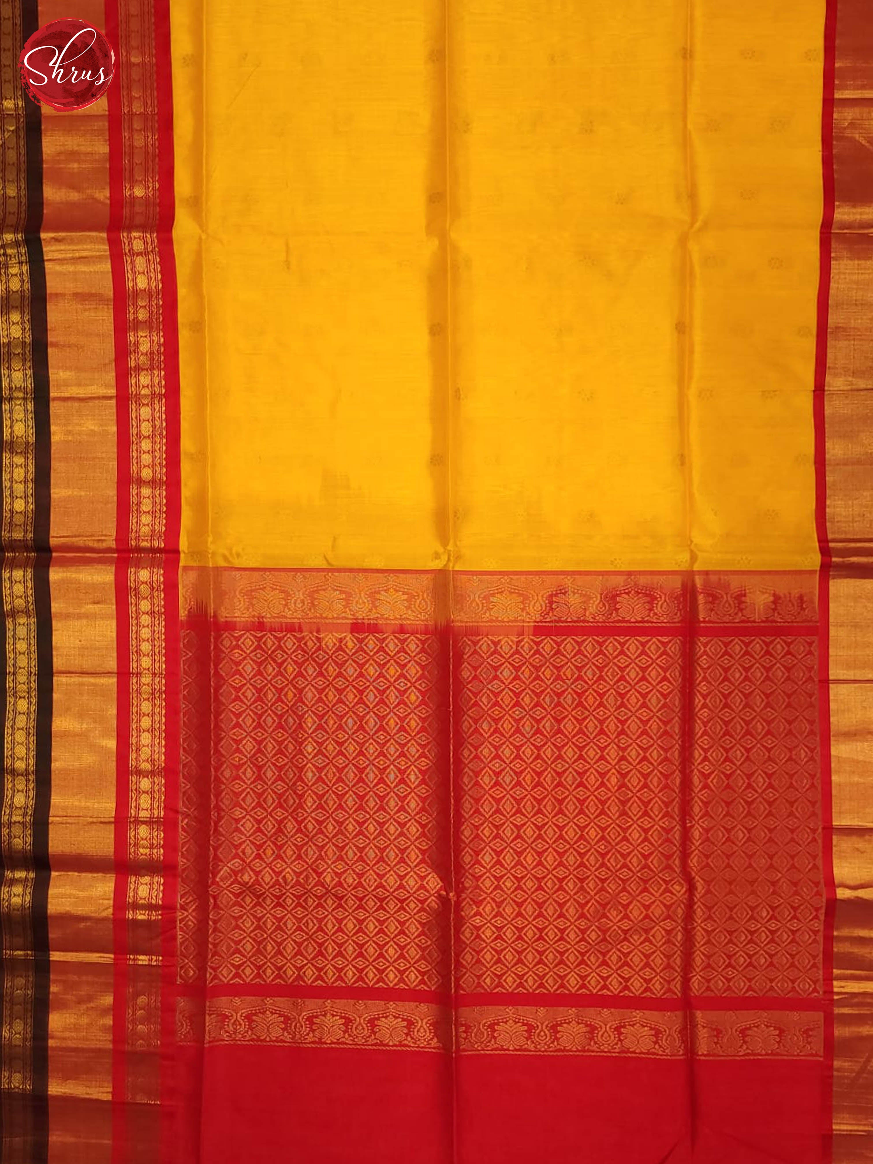 yellow and Red-Silk Cotton Saree - Shop on ShrusEternity.com