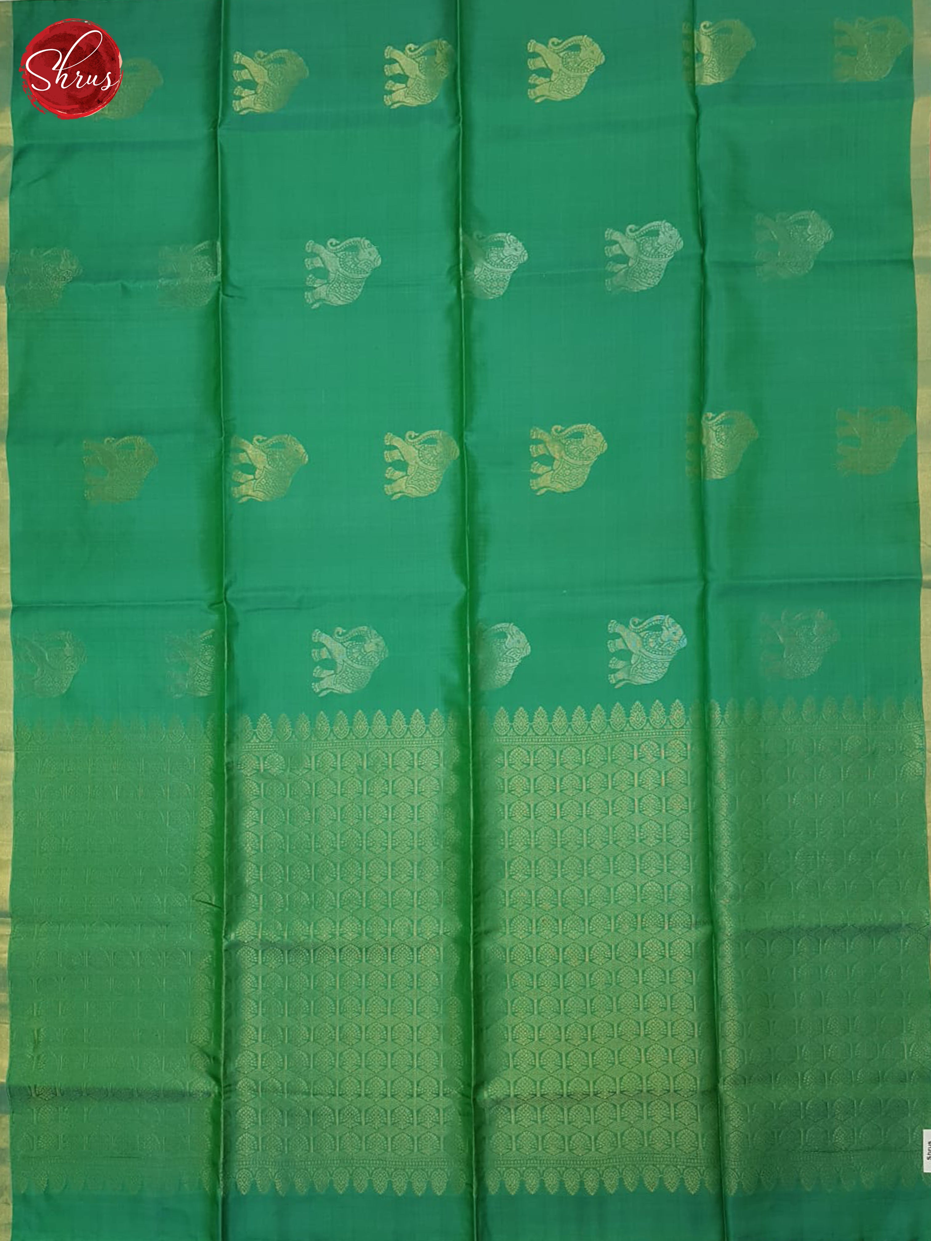 Green & Orangish Pink  - Soft Silk Saree - Shop on ShrusEternity.com