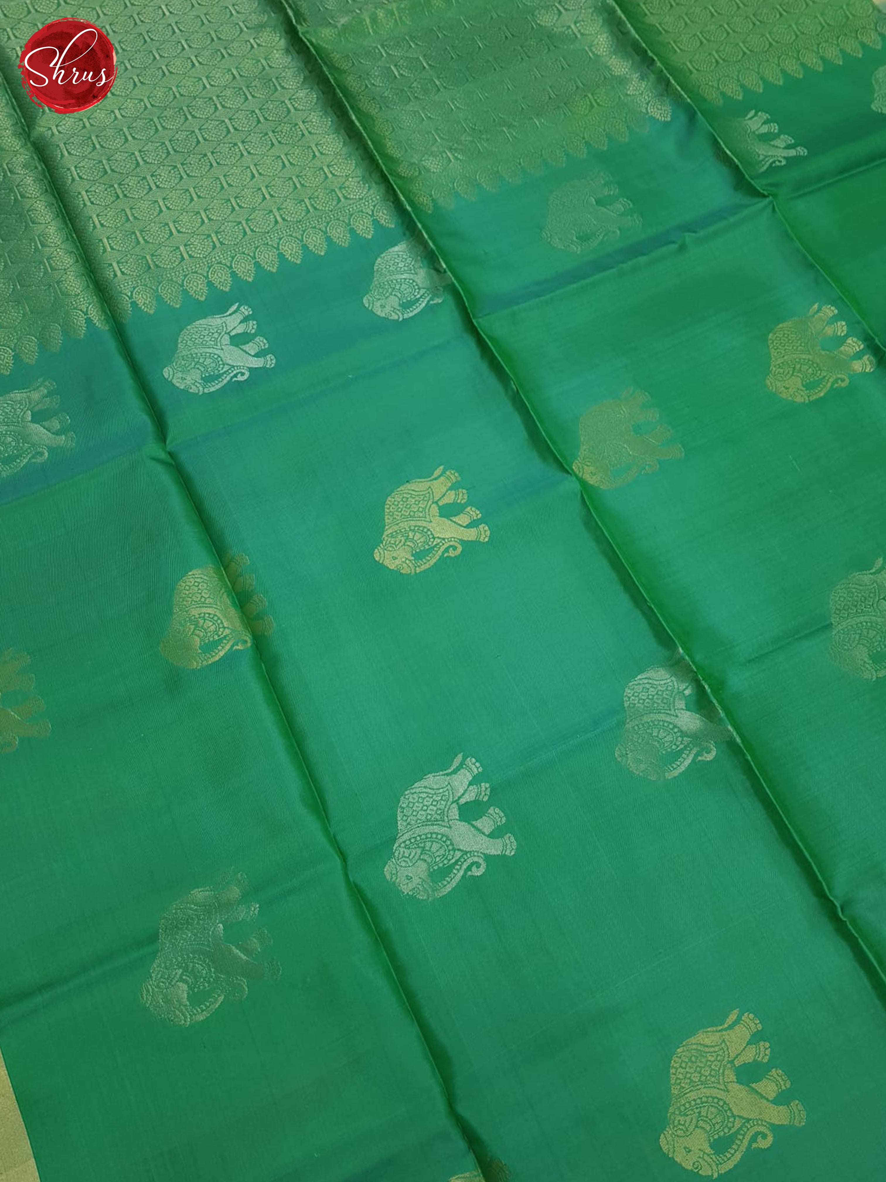 Green & Orangish Pink  - Soft Silk Saree - Shop on ShrusEternity.com