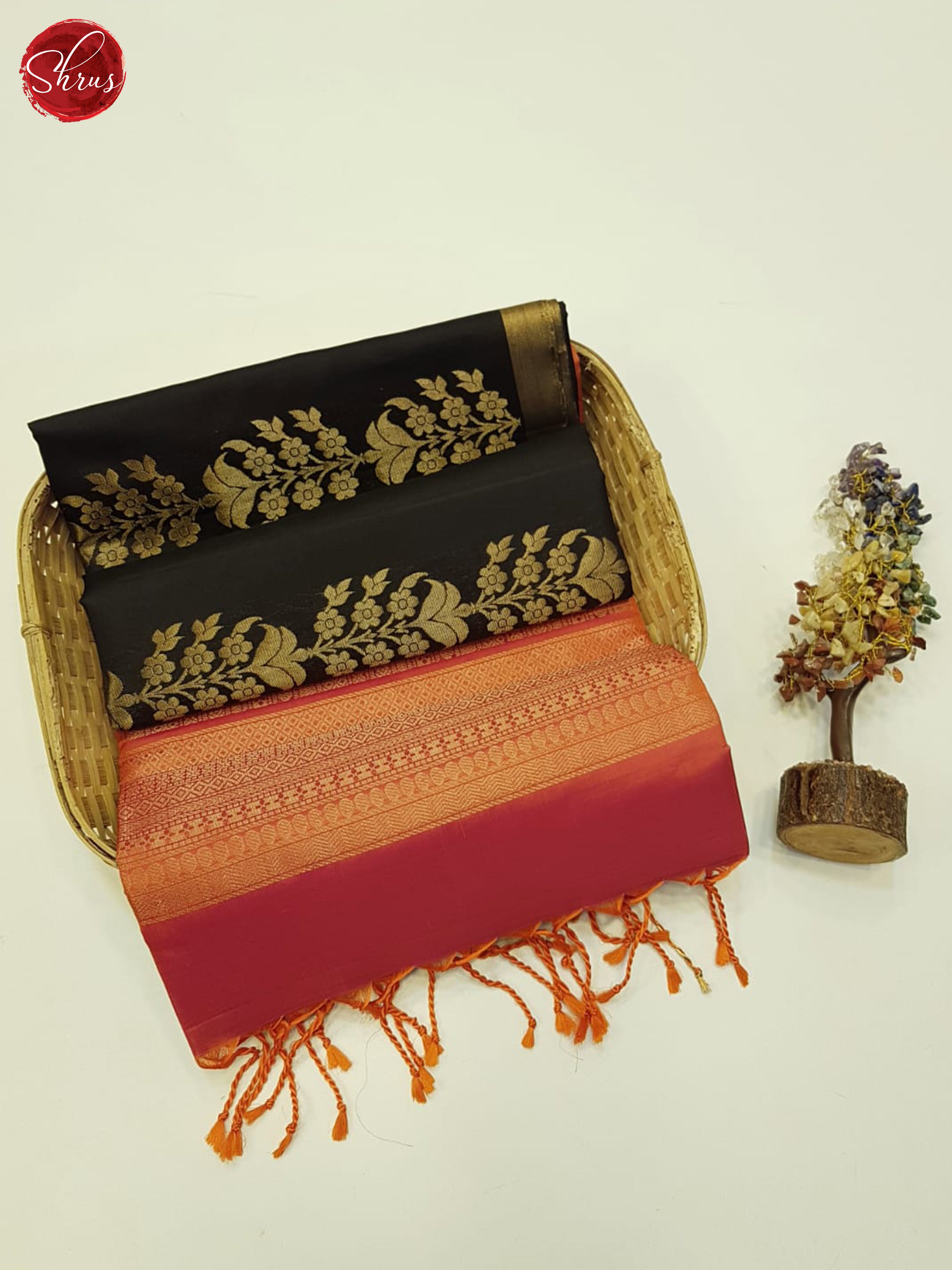 Black & Red- Soft Silk Saree - Shop on ShrusEternity.com