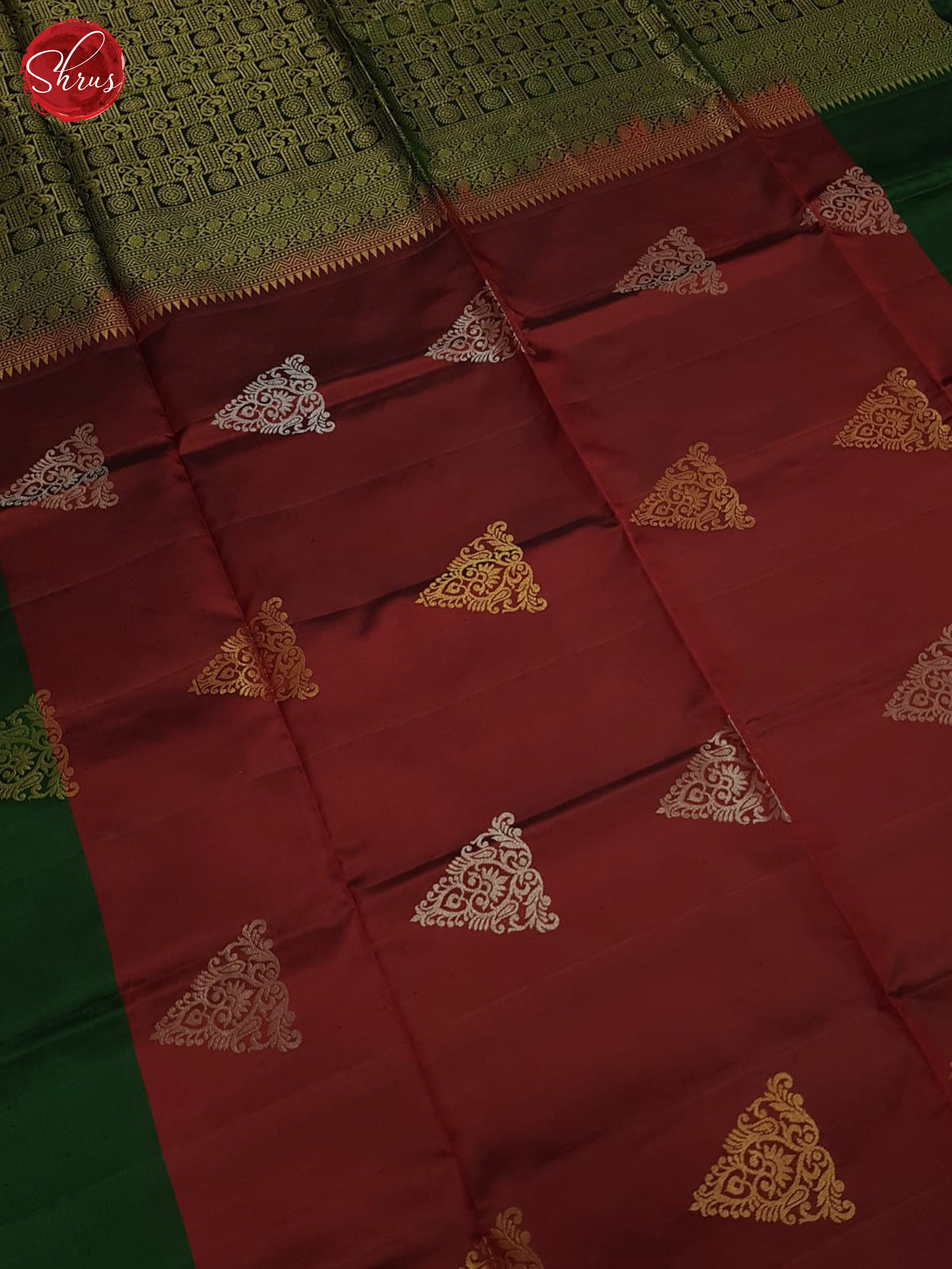 Maroon & Green- Soft Silk Saree - Shop on ShrusEternity.com