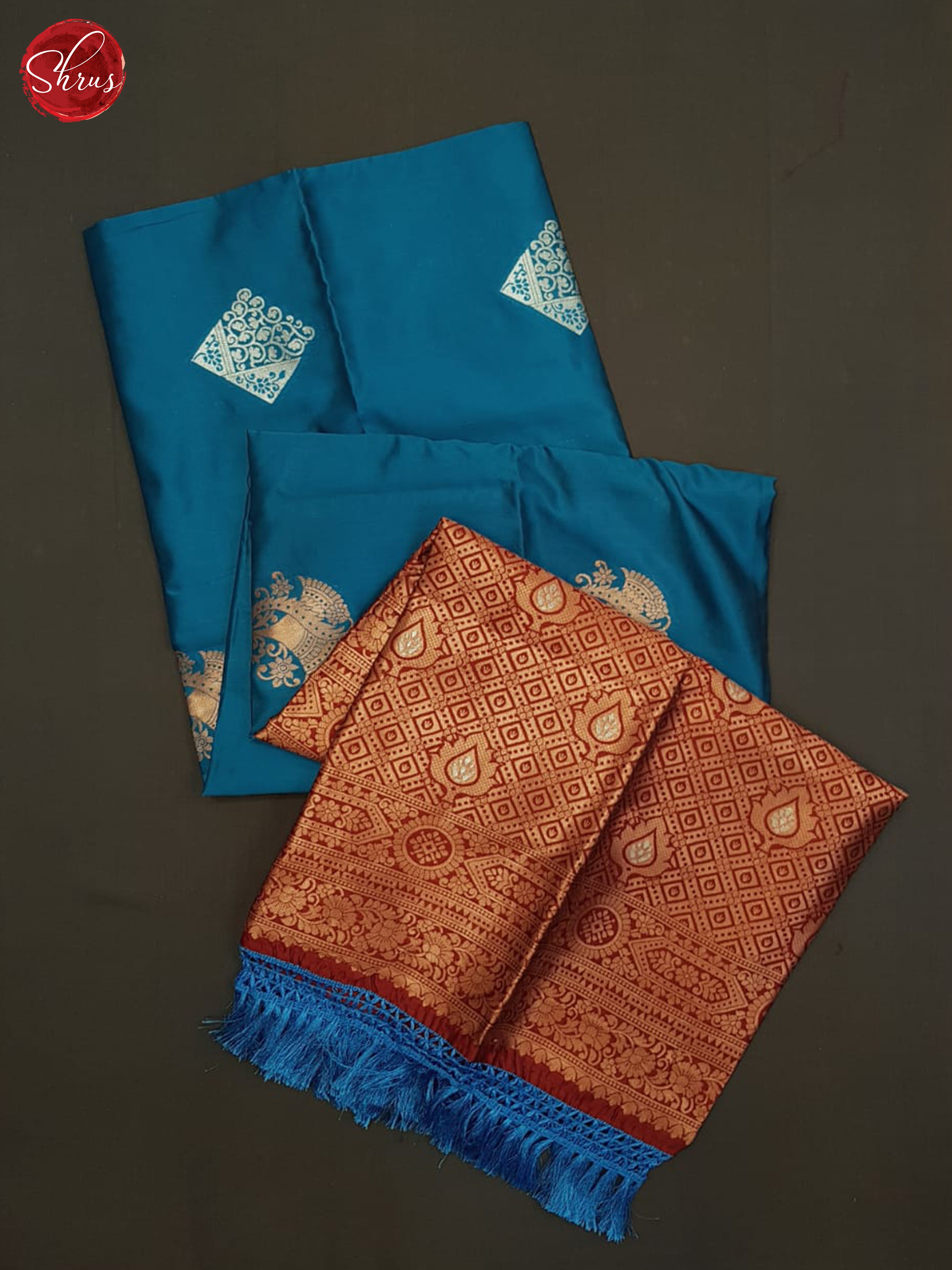 Blue And Red-semi soft silk saree - Shop on ShrusEternity.com
