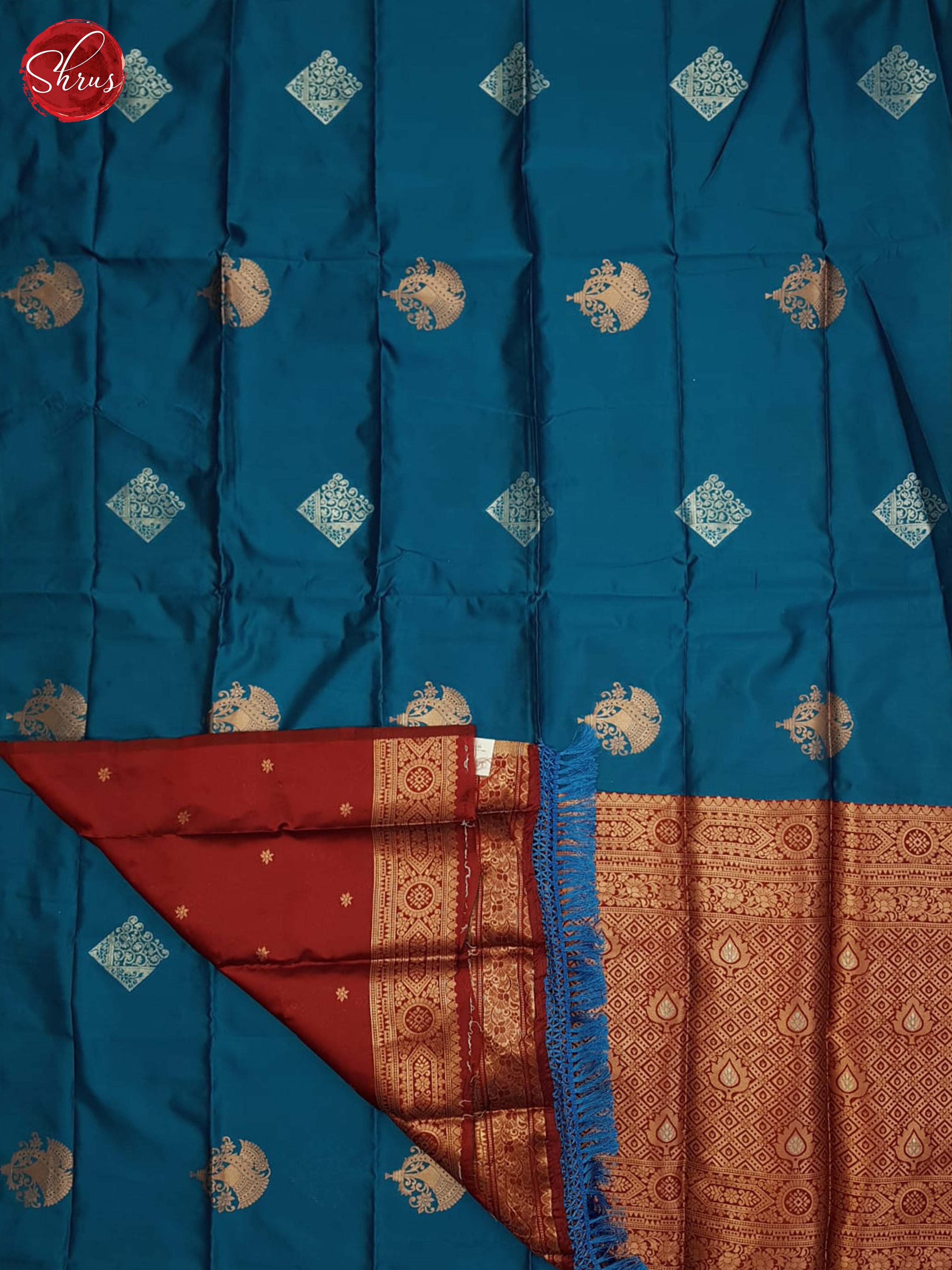 Blue And Red-semi soft silk saree - Shop on ShrusEternity.com