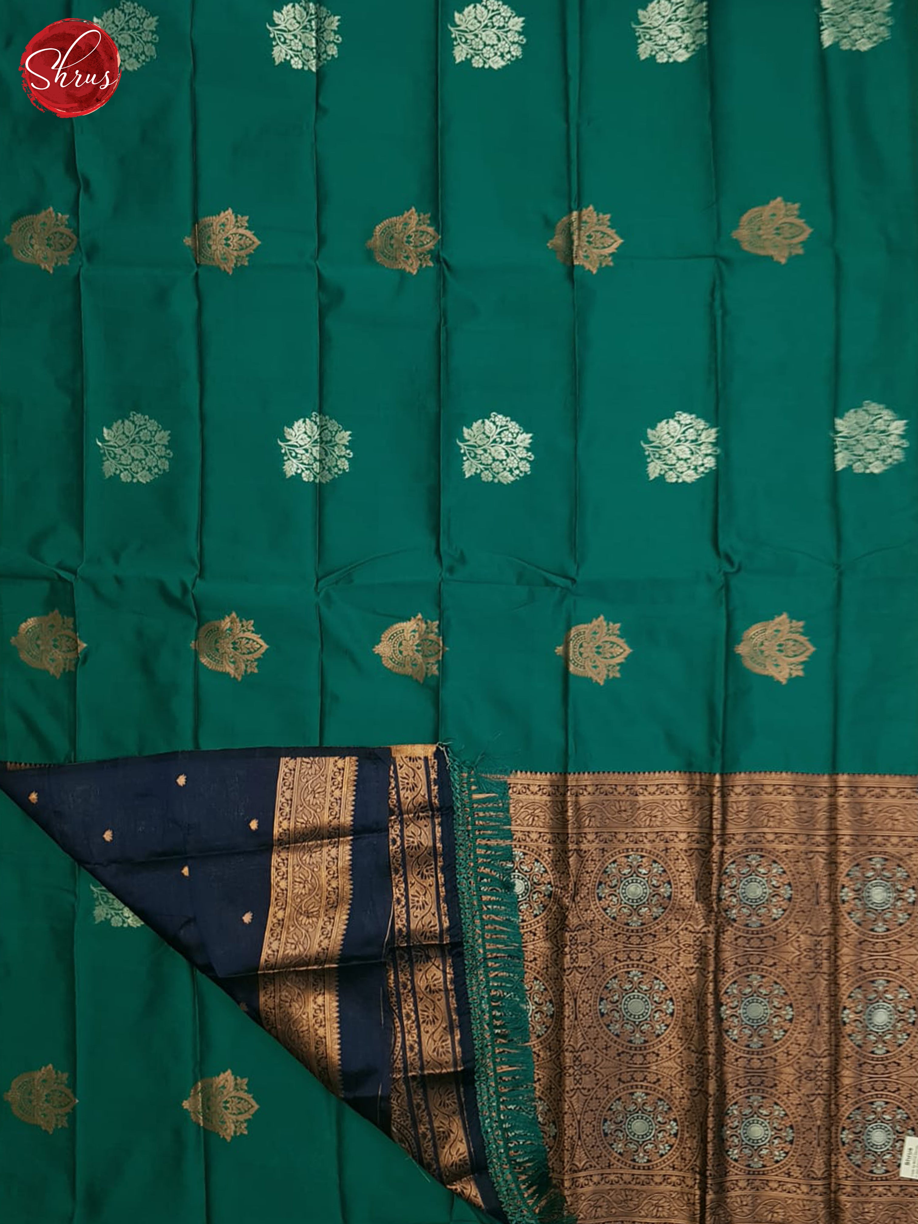 Peacock Neck And Blue-Semi soft silk saree - Shop on ShrusEternity.com
