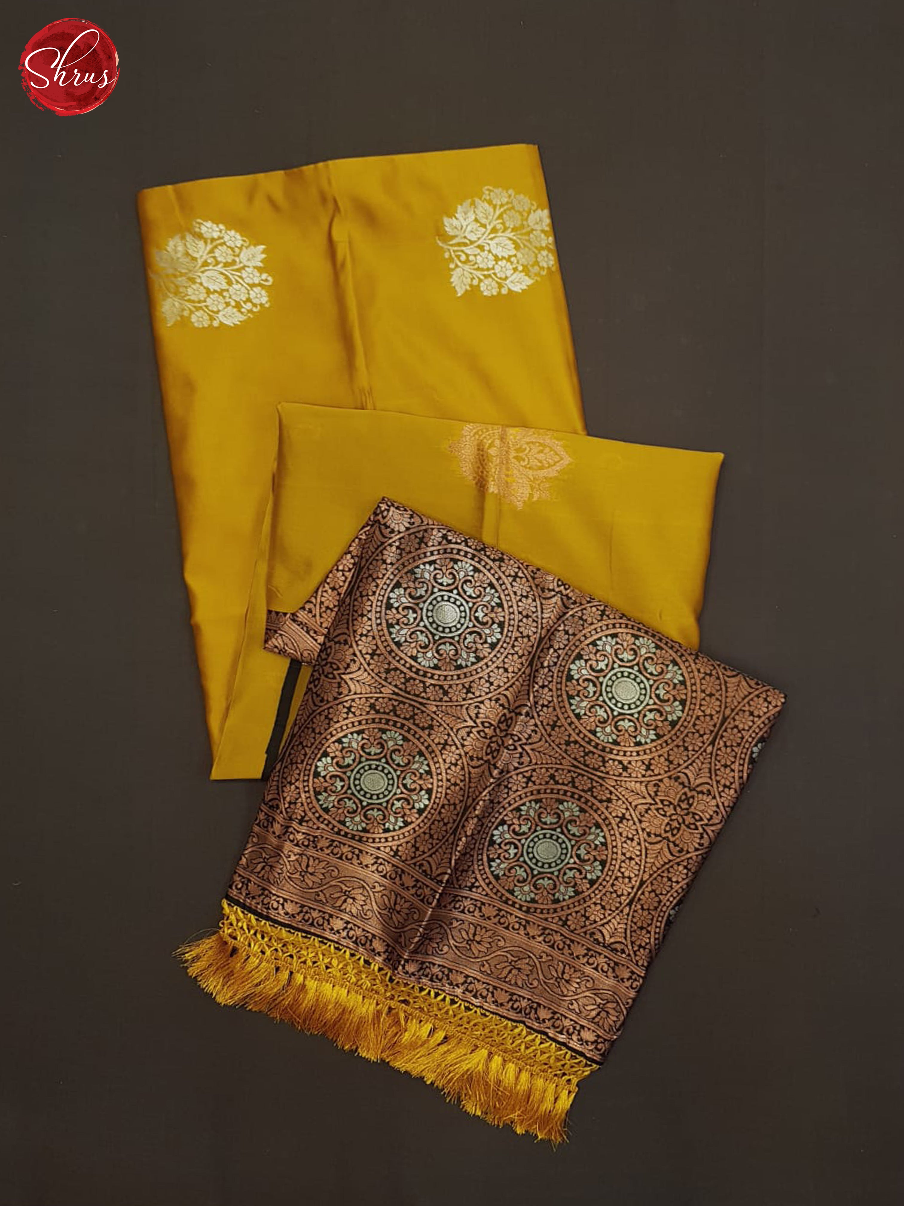 Mustard And Green- semi soft silk saree - Shop on ShrusEternity.com