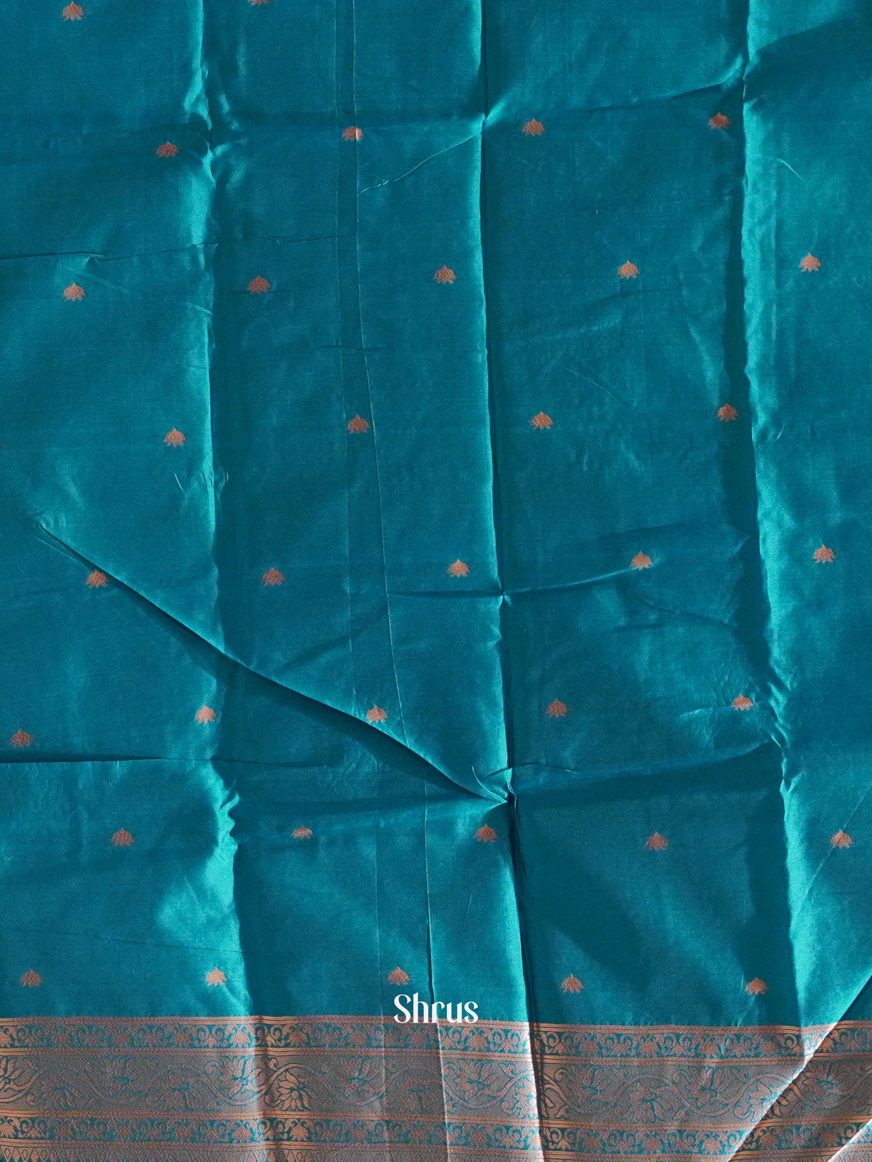 Green And Blue-Semi soft silk saree