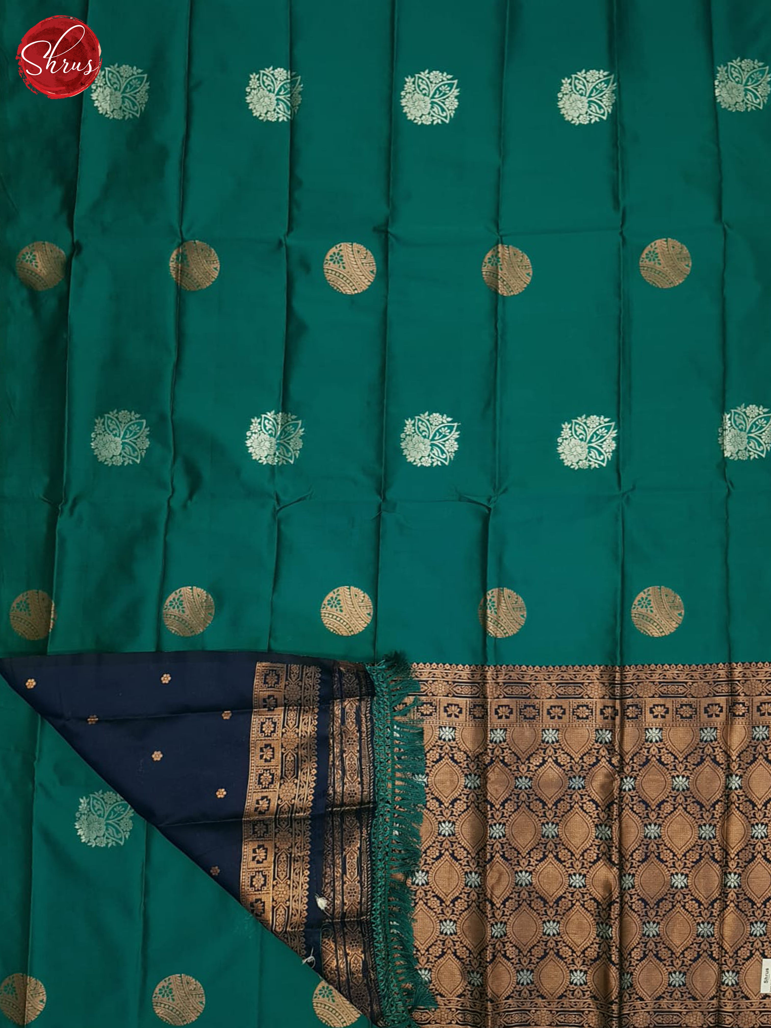 Peacock Neck And Blue- Semi soft silk saree - Shop on ShrusEternity.com