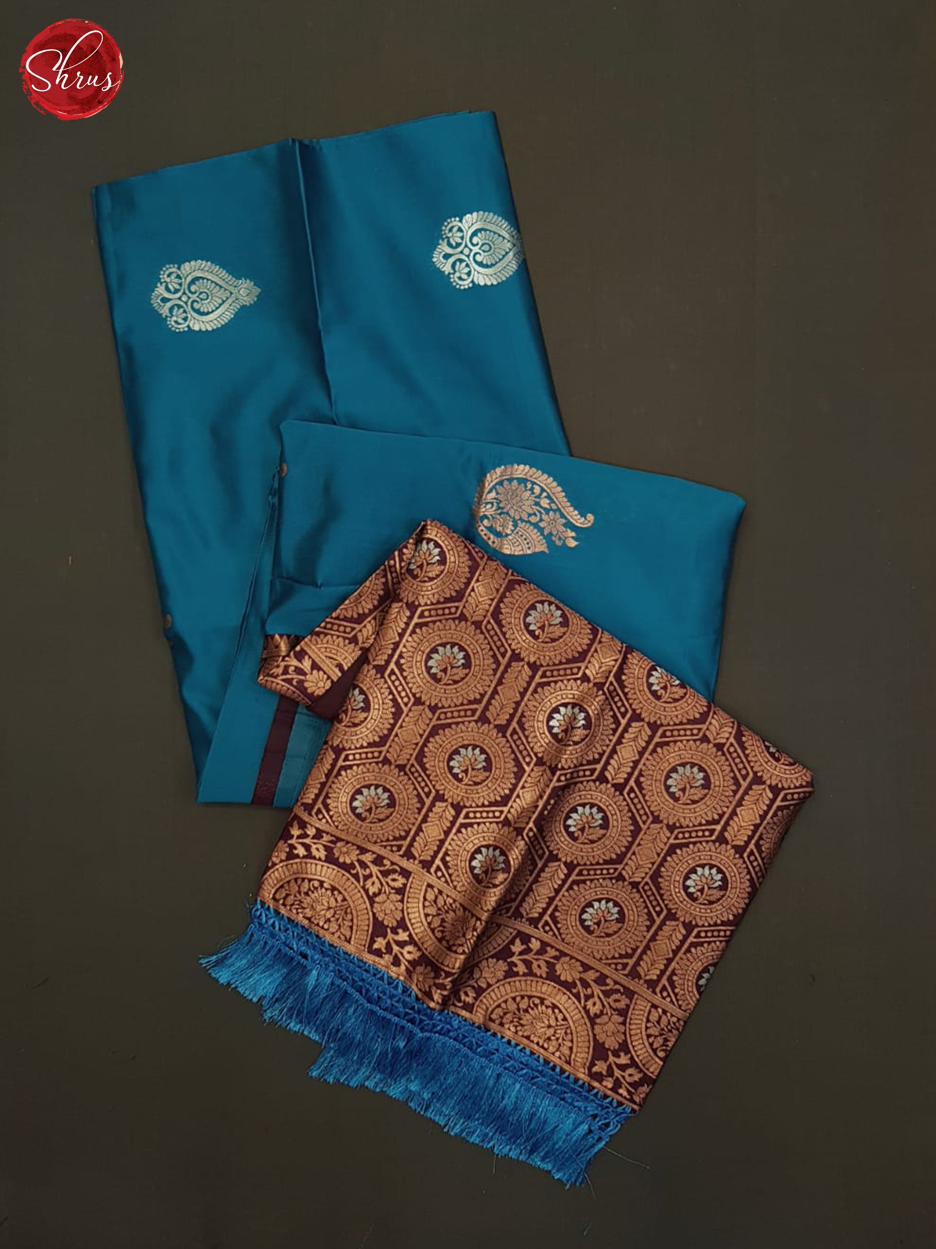 Blue And Wine-Semi soft silk Saree - Shop on ShrusEternity.com