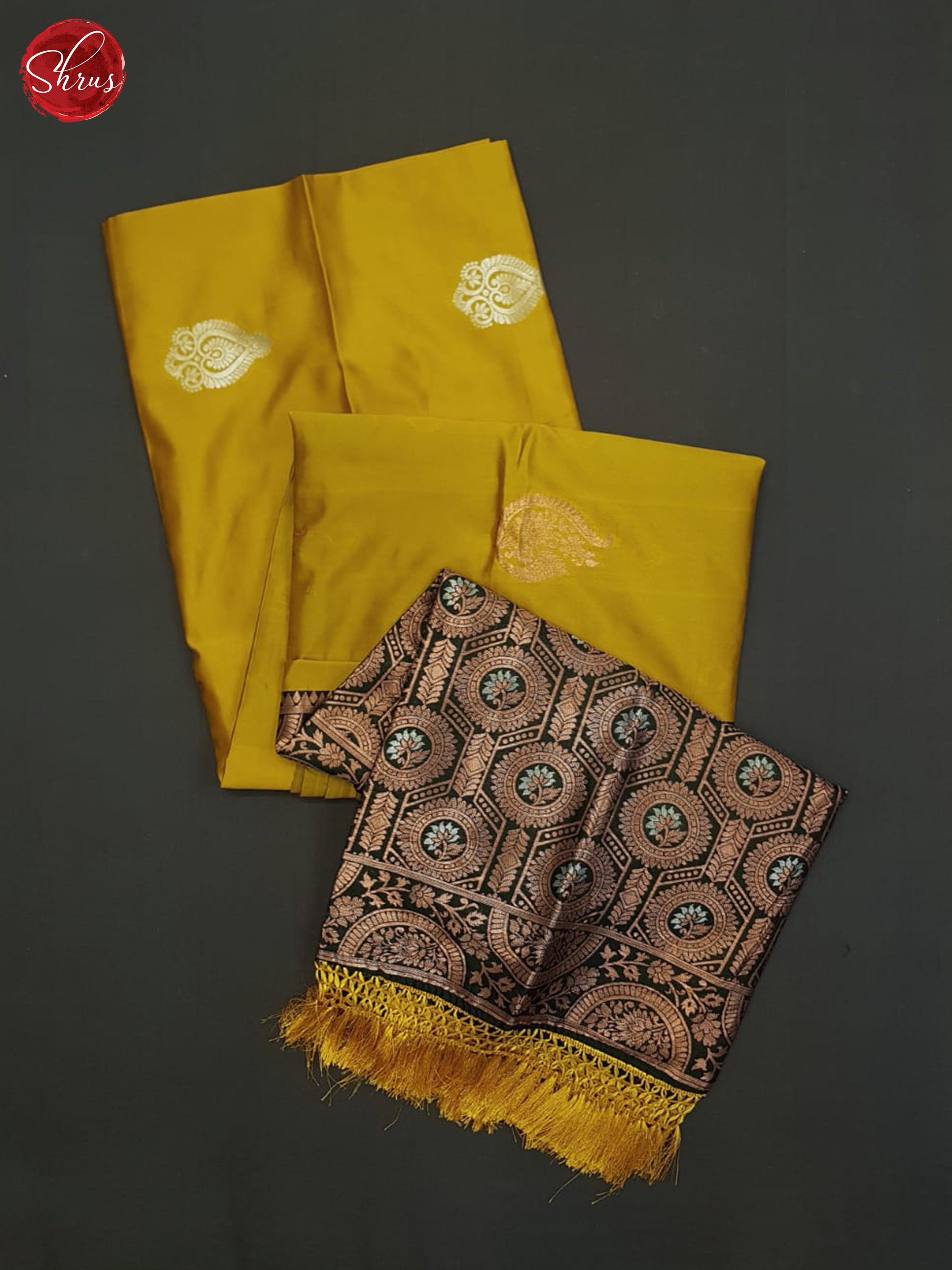 Mustard And Green-semi soft dilk saree - Shop on ShrusEternity.com