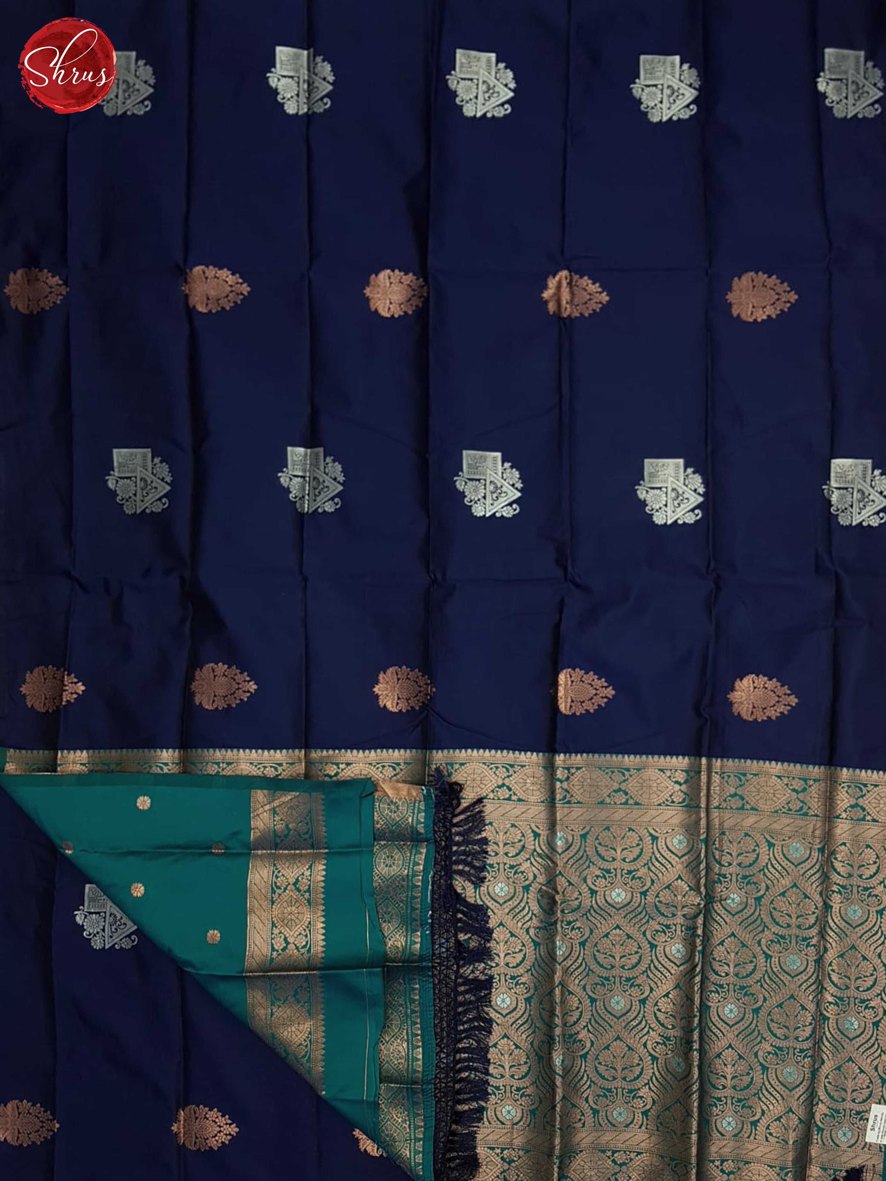 Blue And Peacock Green-Semi soft silk saree - Shop on ShrusEternity.com