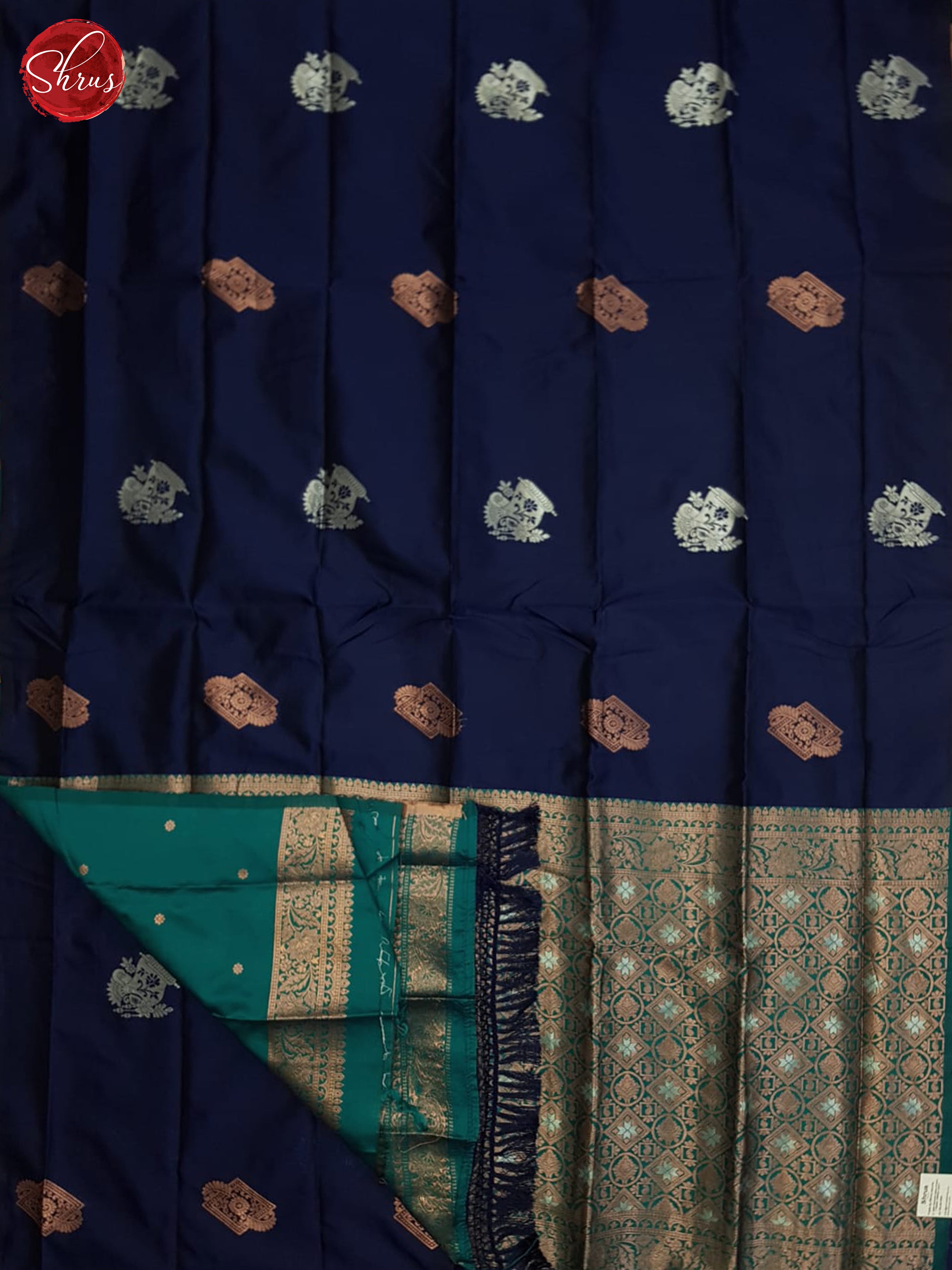 Blue And Peacock Green-Semi soft silk saree - Shop on ShrusEternity.com