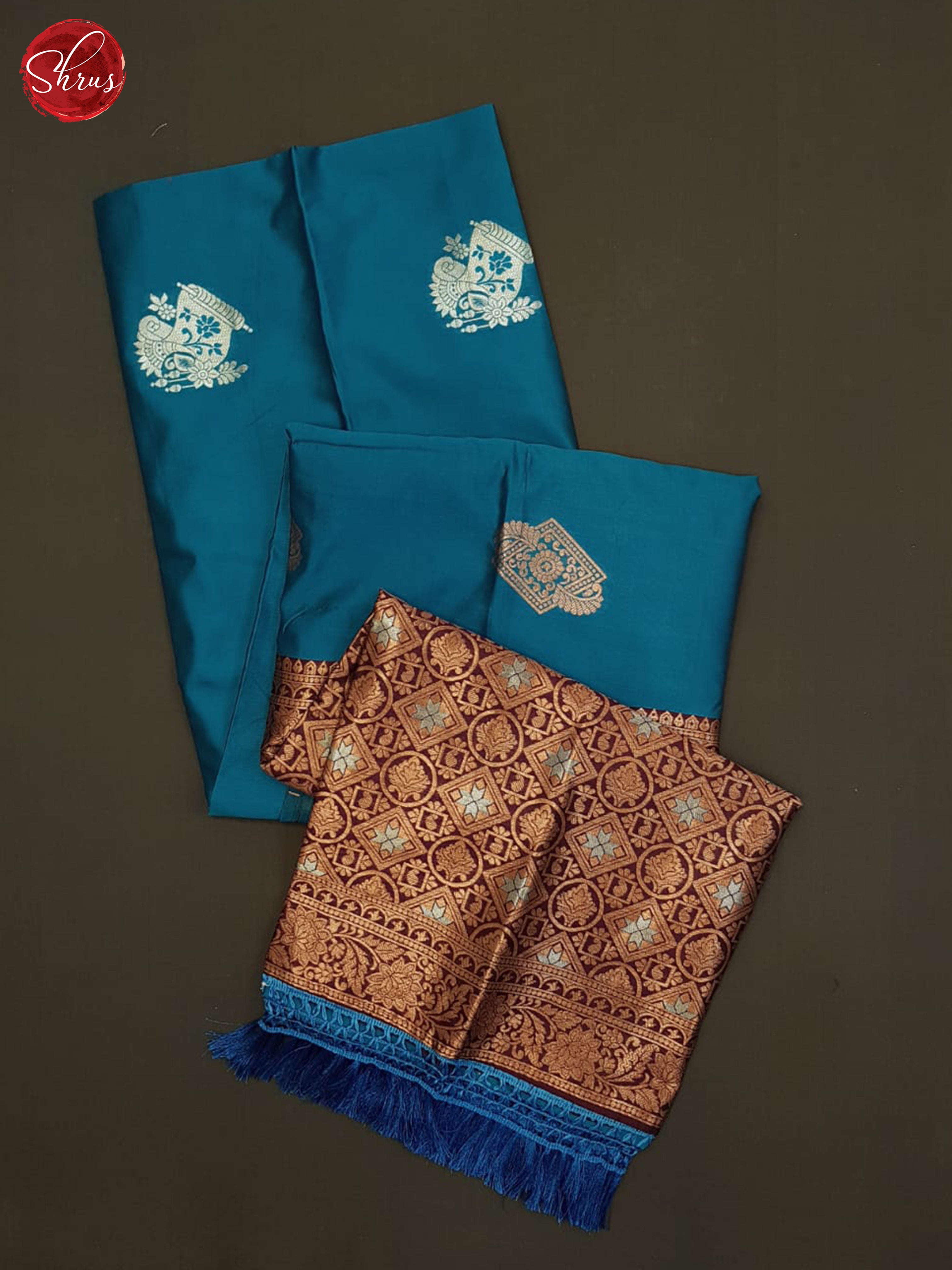 Blue And Wine-semi soft silk saree - Shop on ShrusEternity.com