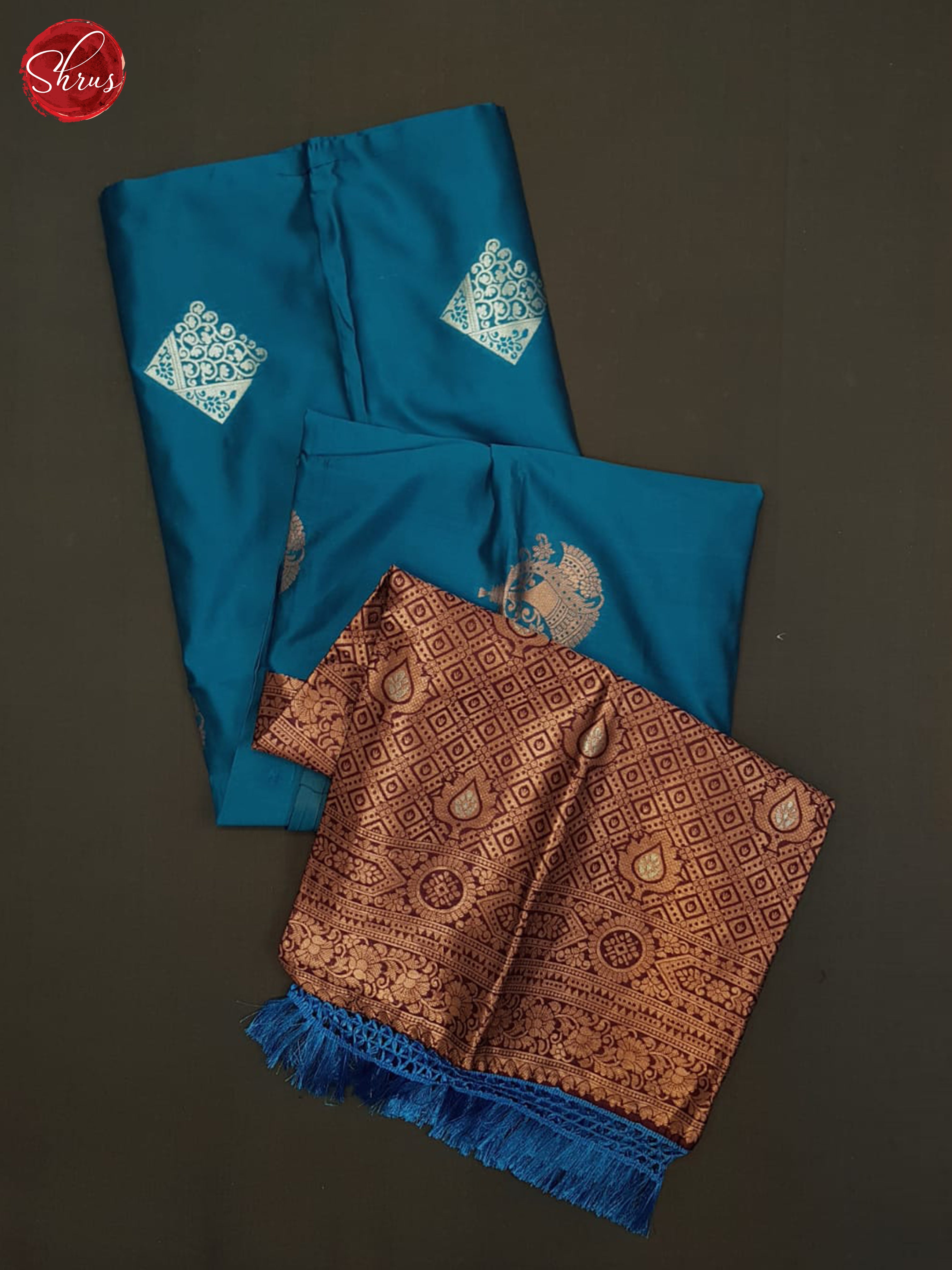 Blue And Wine-semi soft silk saree - Shop on ShrusEternity.com