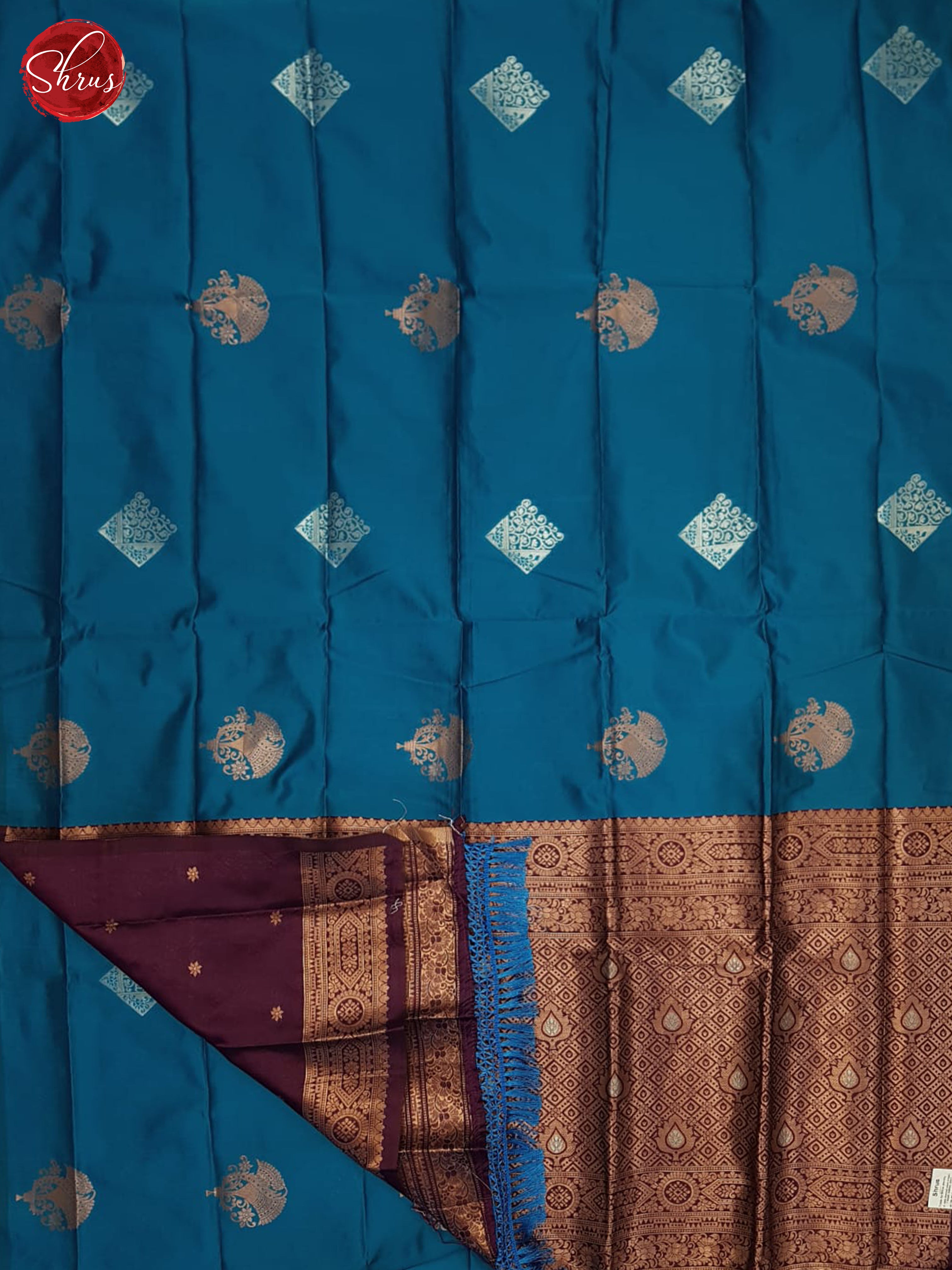 Blue And Wine-semi soft silk saree - Shop on ShrusEternity.com