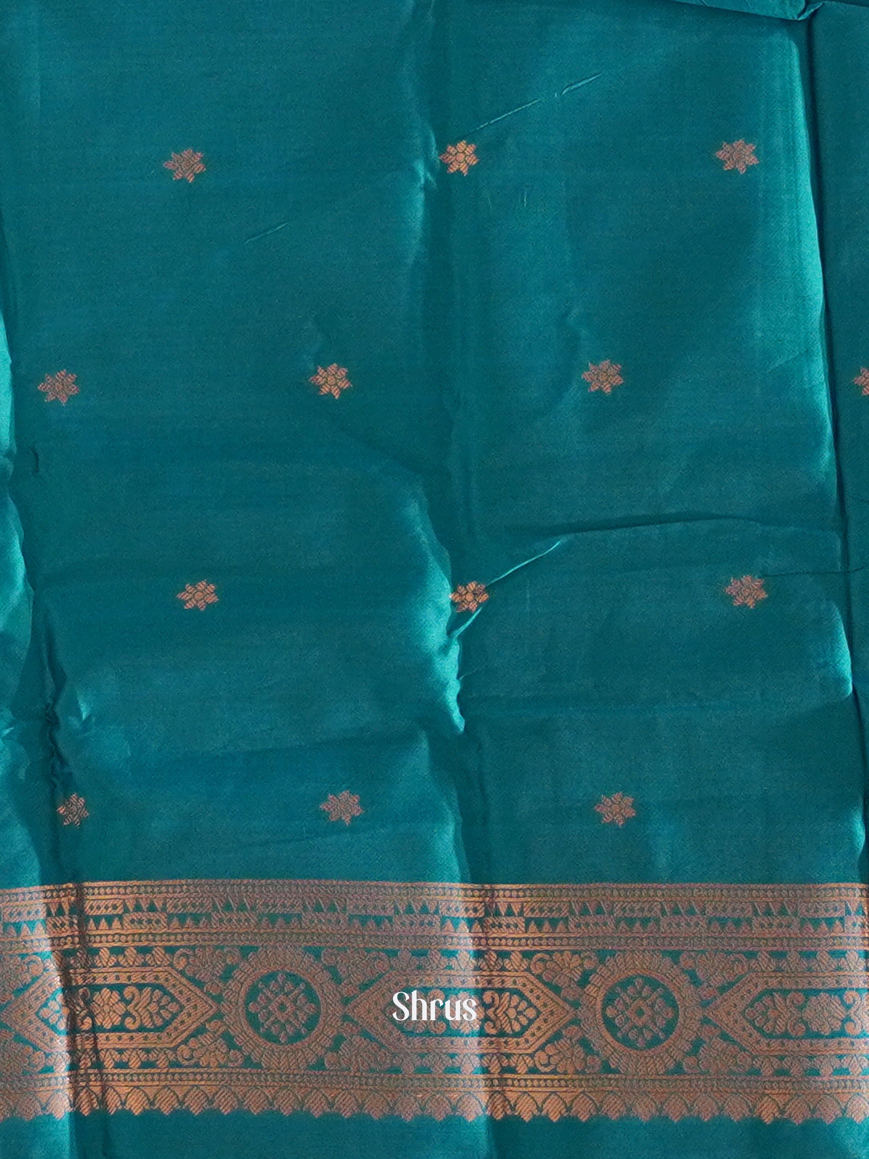 Wine And Blue- Semi soft silk Saree