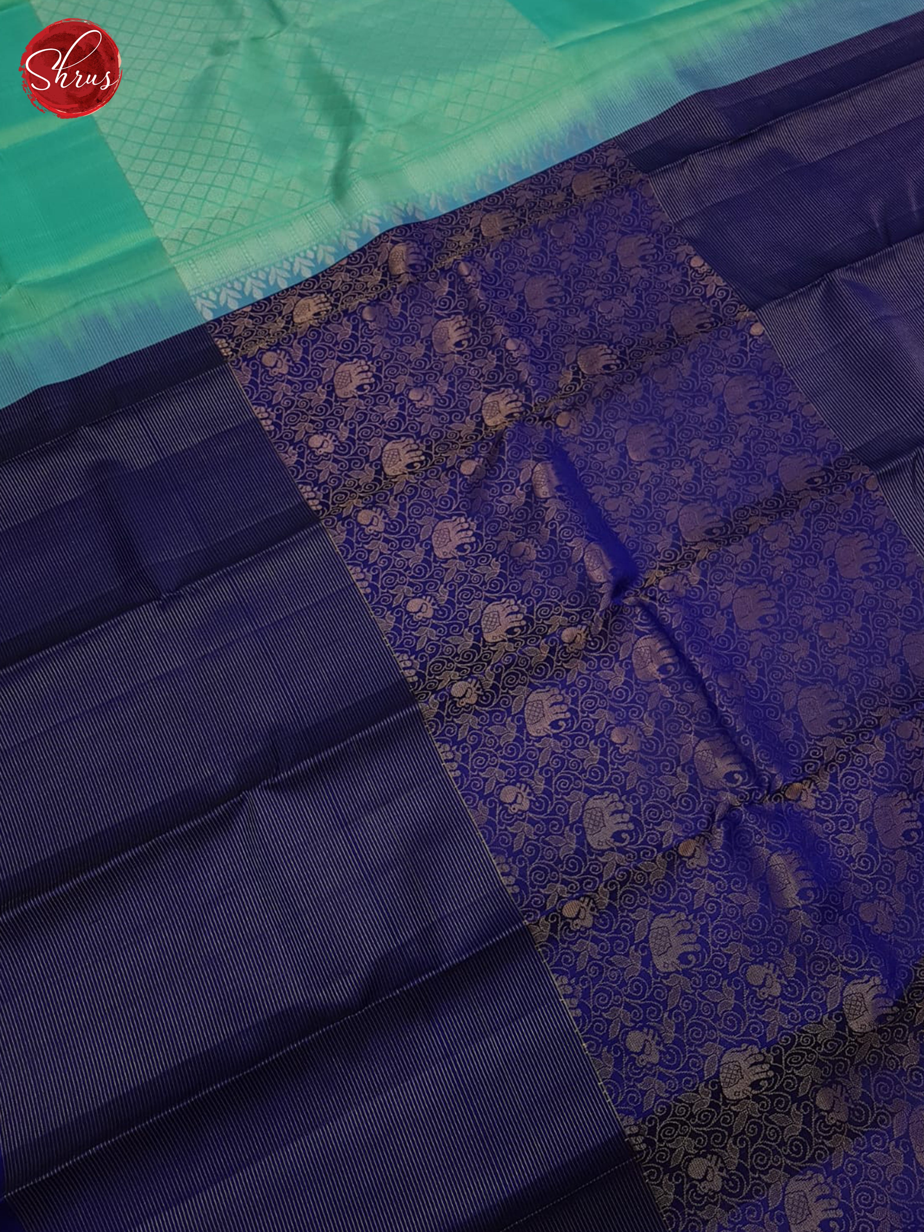 Blue & Green- Soft Silk Saree - Shop on ShrusEternity.com