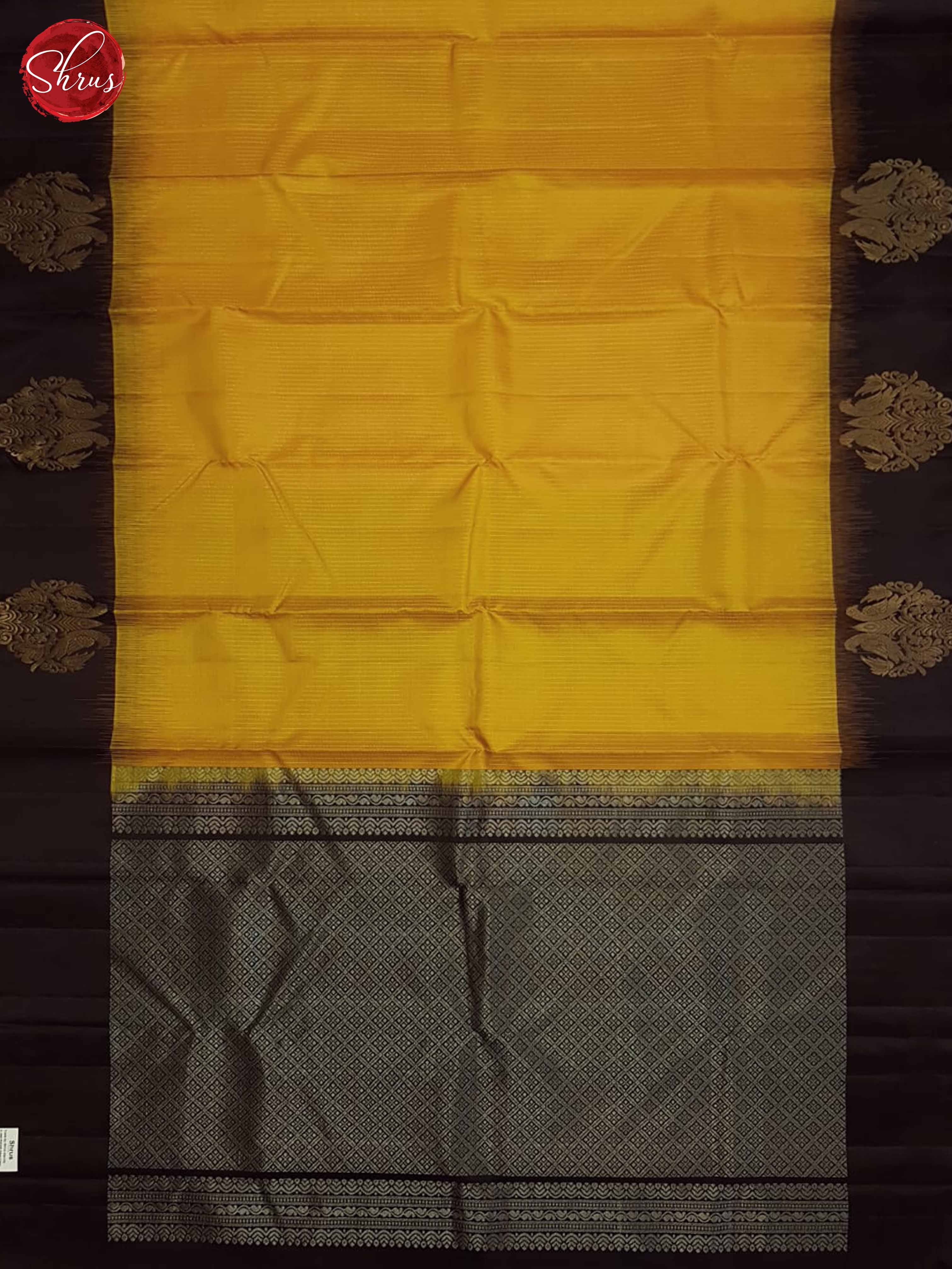 Mambala Yellow & Brown  - Soft Silk Saree - Shop on ShrusEternity.com