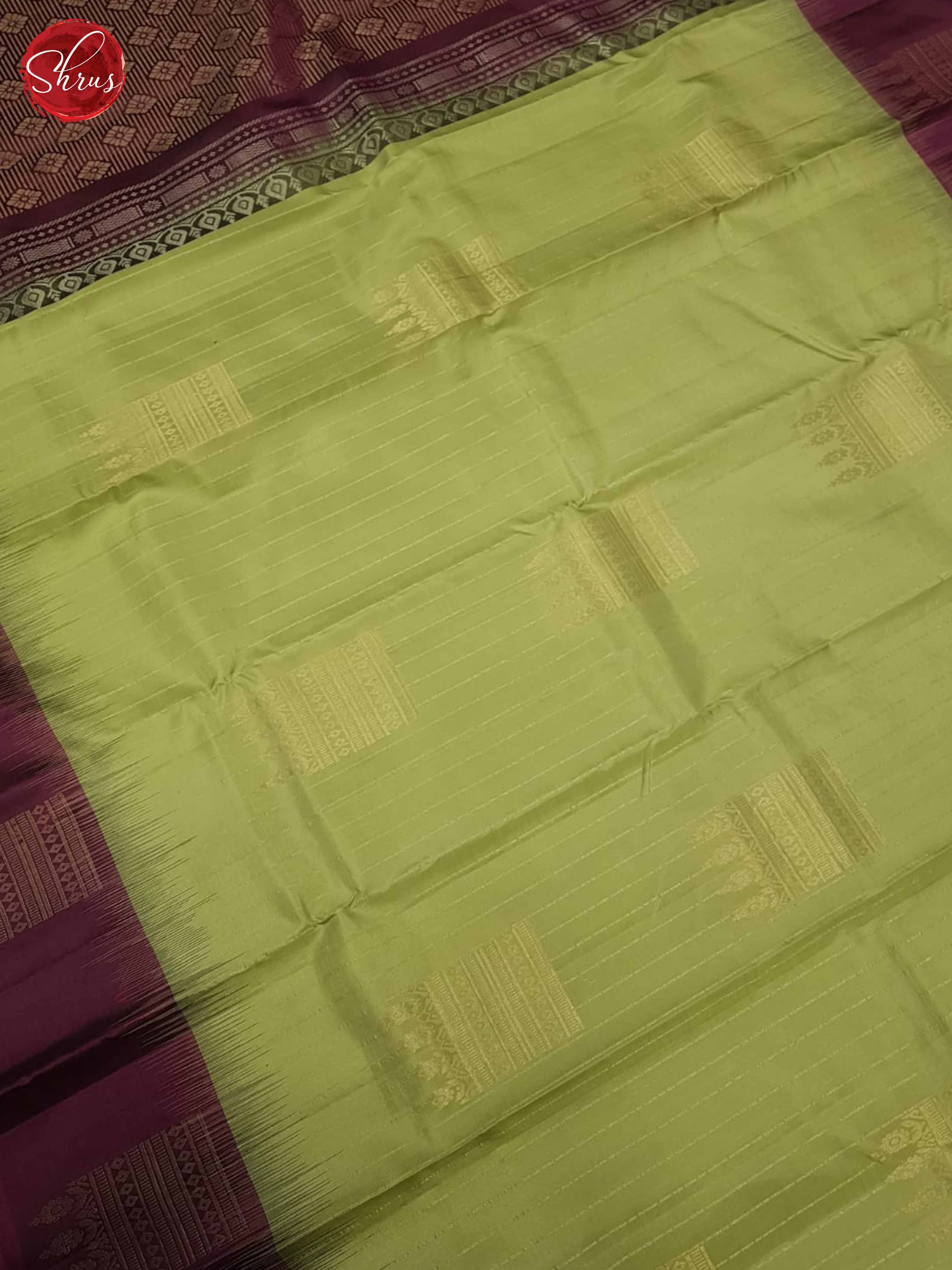 Green & Wine- Soft Silk Saree - Shop on ShrusEternity.com