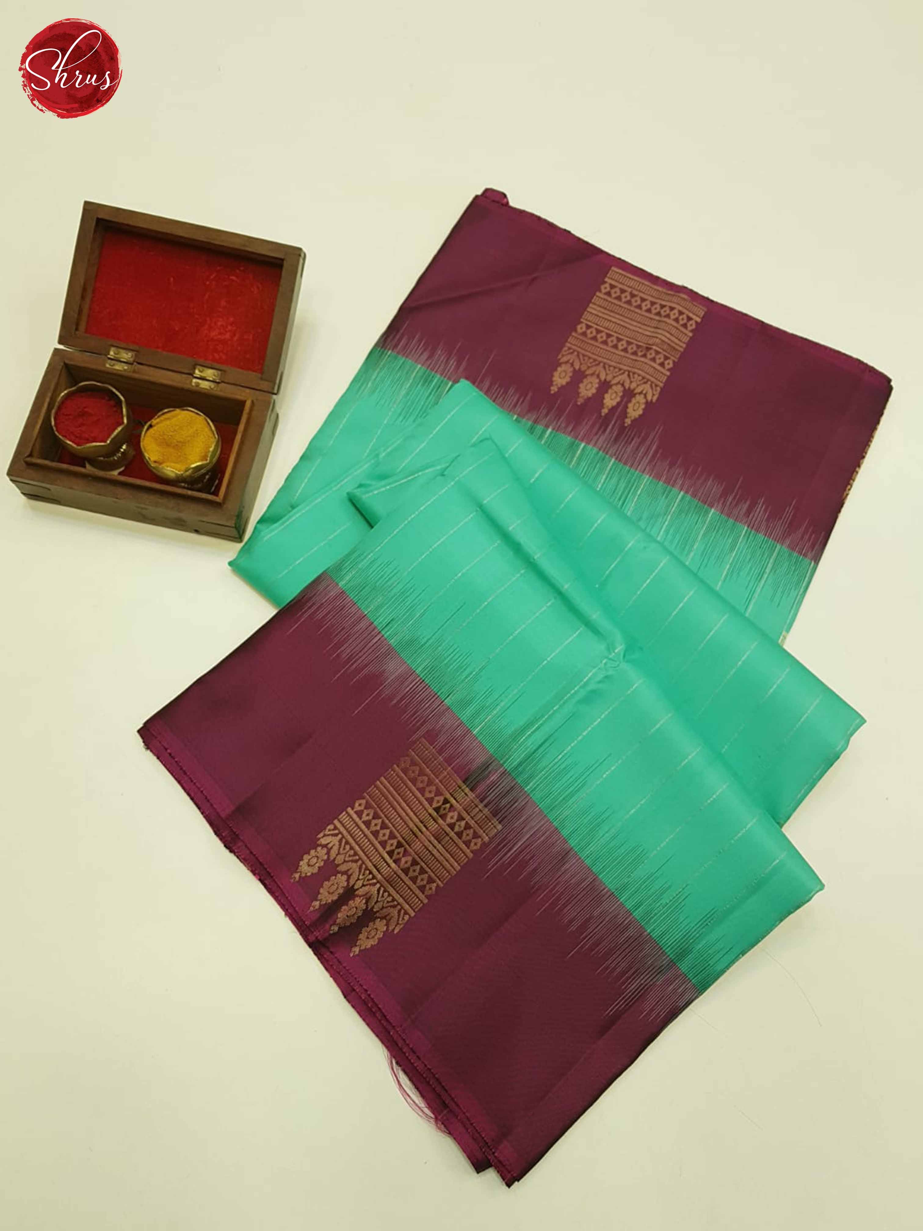 Teal Green & Wine - Soft Silk Saree - Shop on ShrusEternity.com