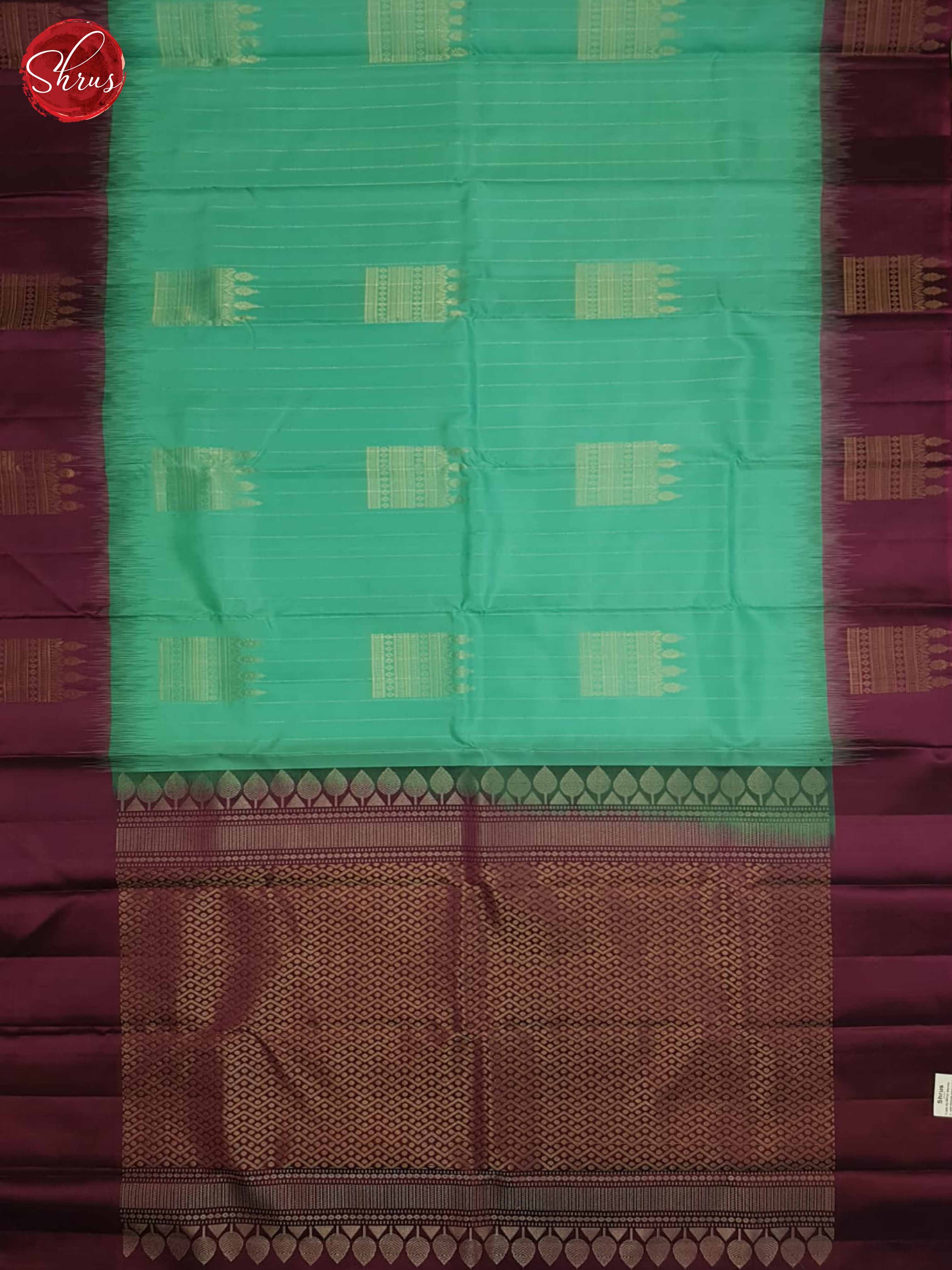 Teal Green & Wine - Soft Silk Saree - Shop on ShrusEternity.com