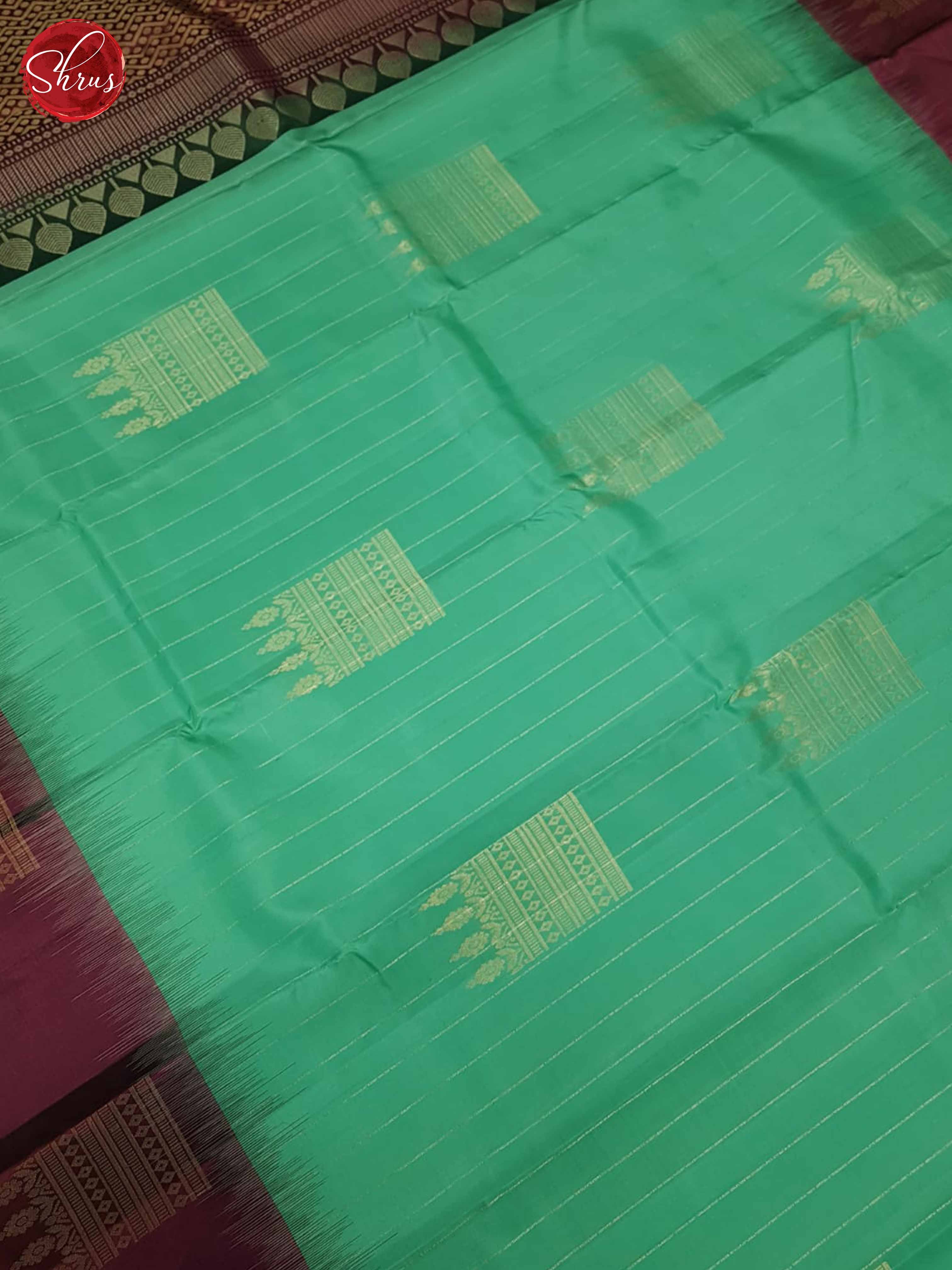 Teal Green & Wine - Soft Silk Saree - Shop on ShrusEternity.com