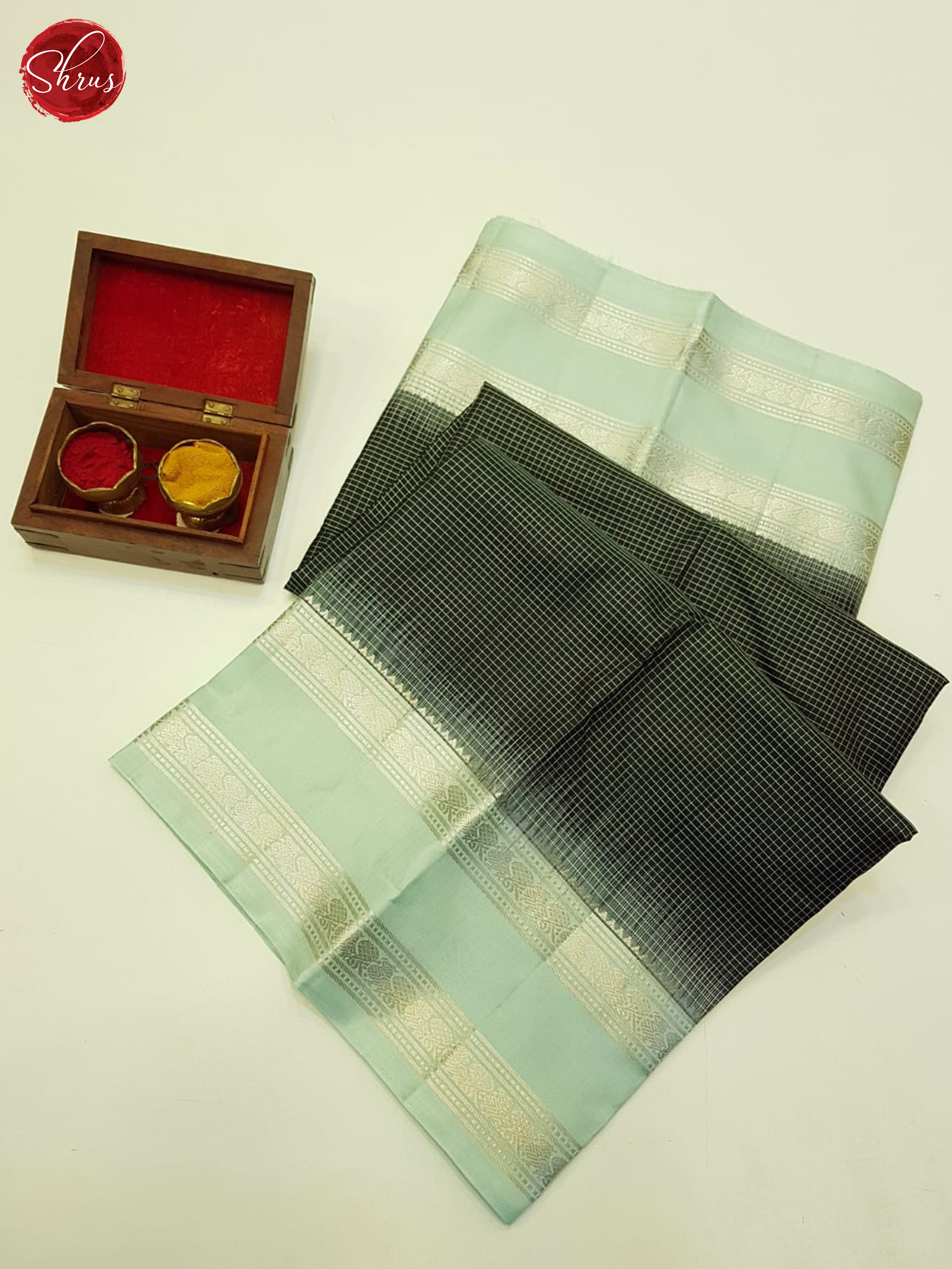 Green & Ice Blue - Kanchipuram silk - Shop on ShrusEternity.com