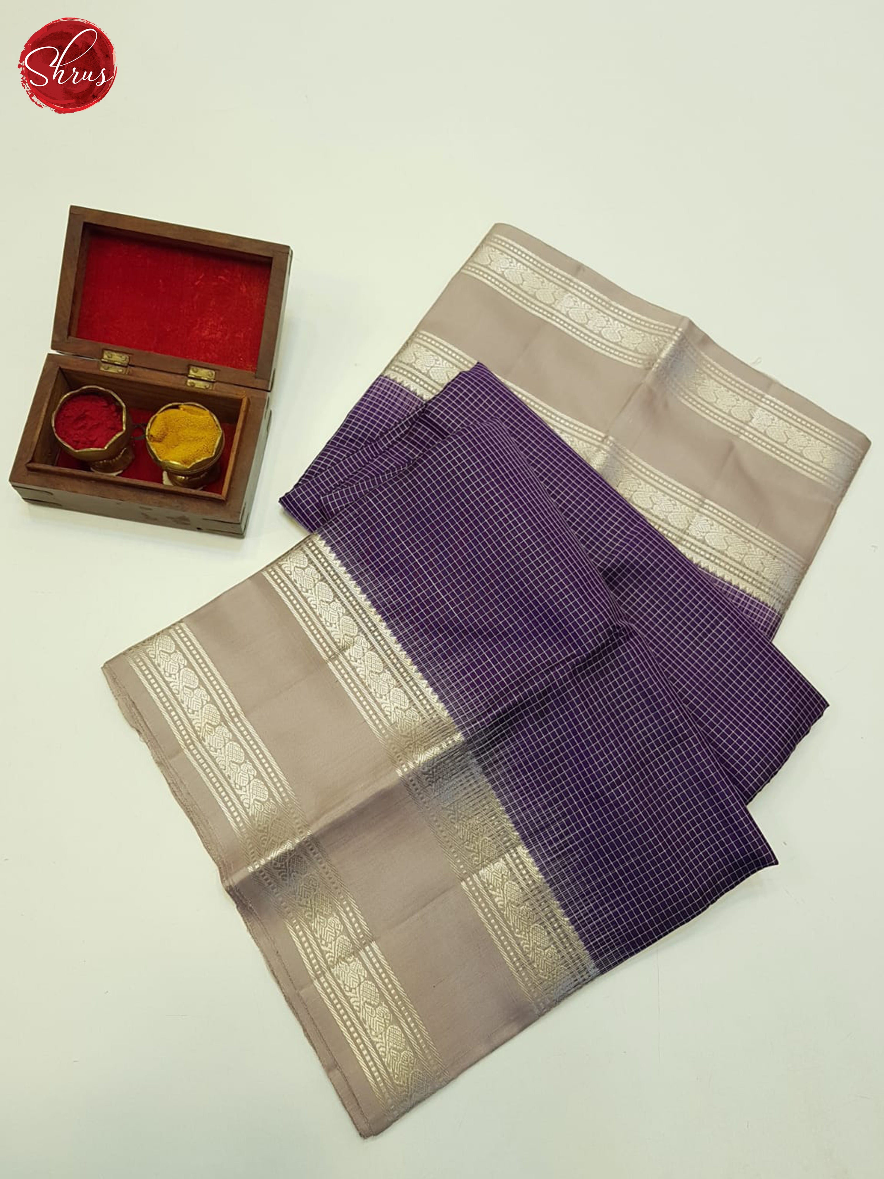 Purple & Grey - Kanchipuram silk - Shop on ShrusEternity.com