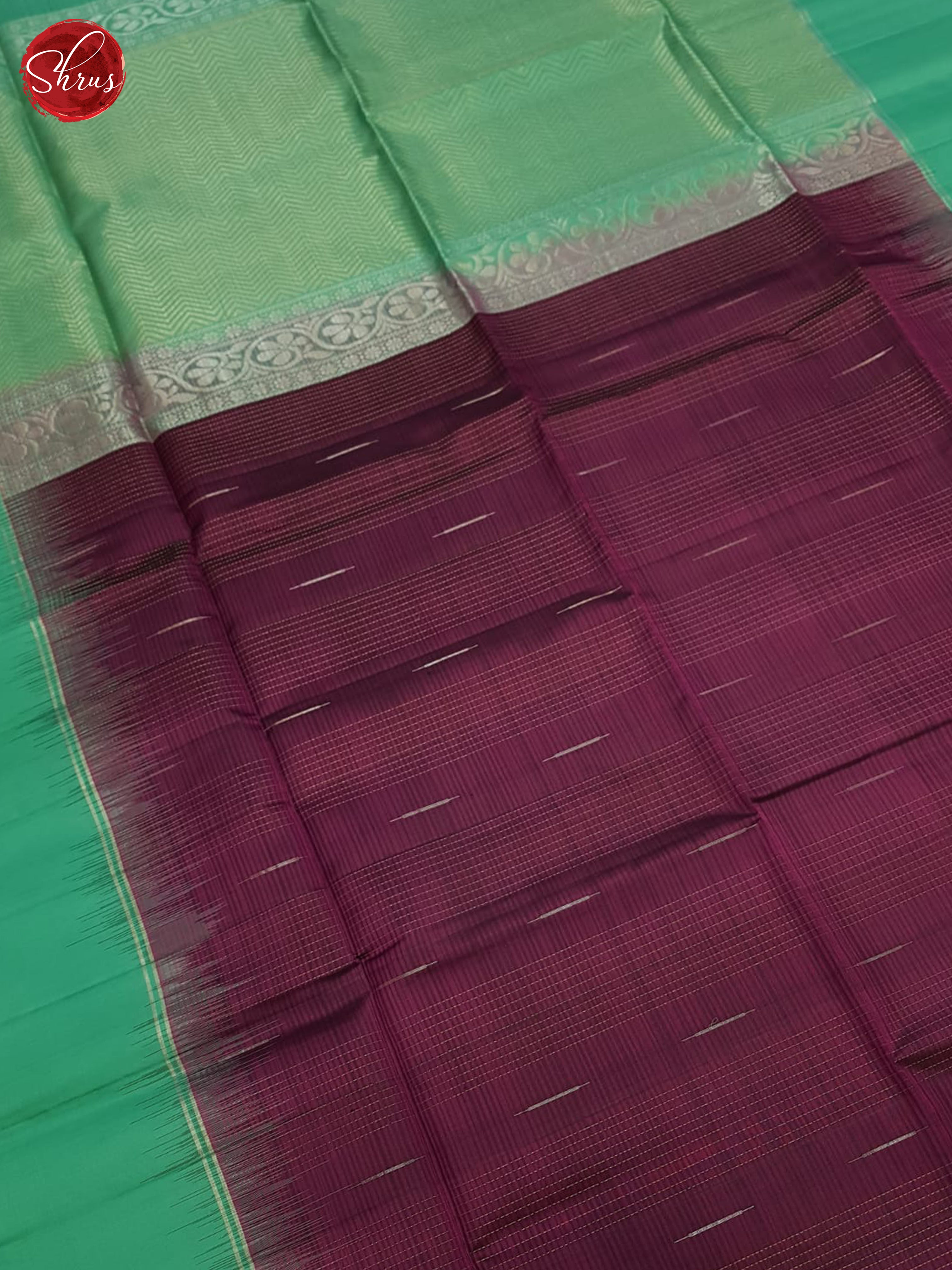 Wine & Green - Soft Silk Saree - Shop on ShrusEternity.com