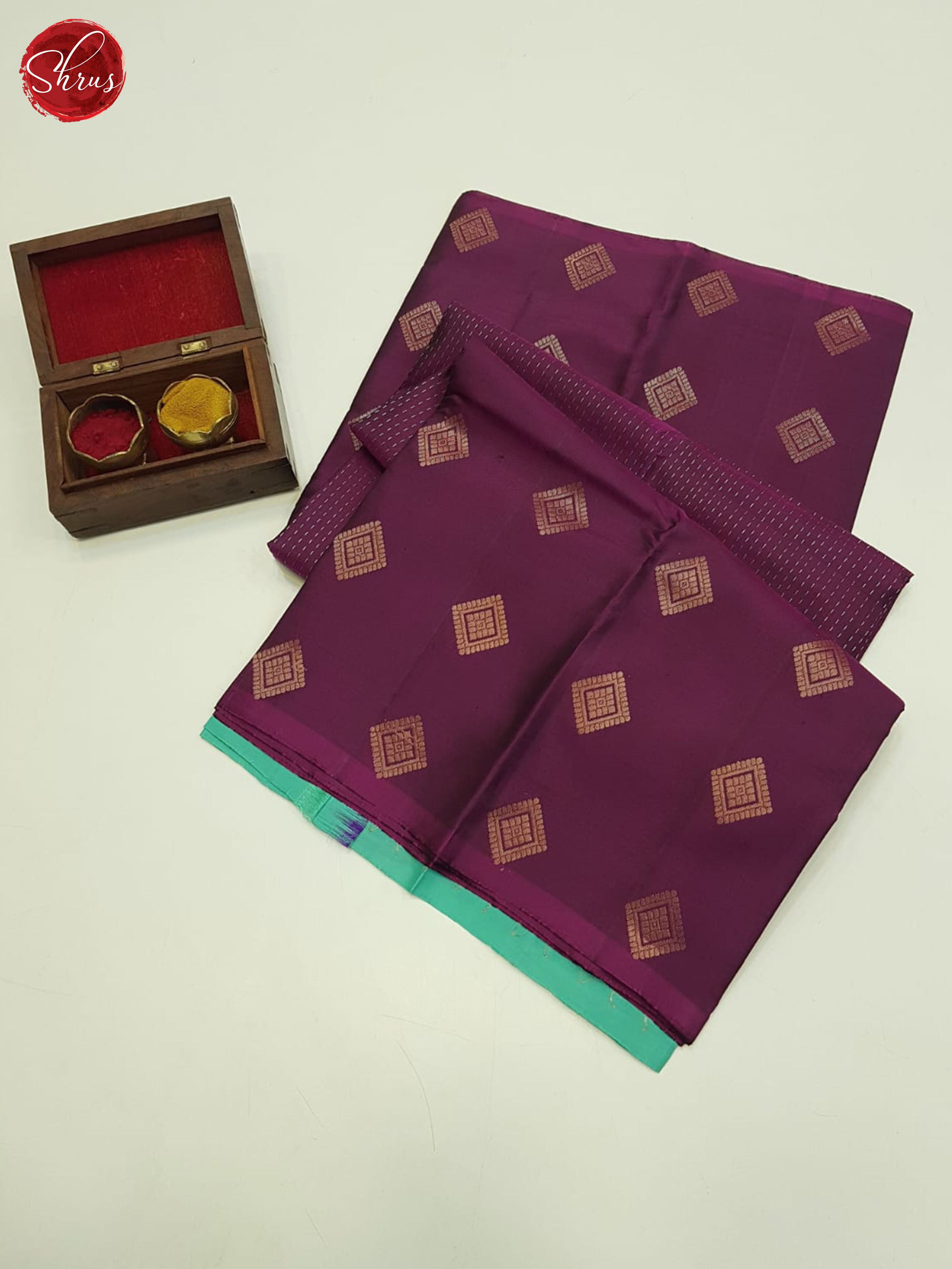 Wine And Green- Soft Silk Saree - Shop on ShrusEternity.com