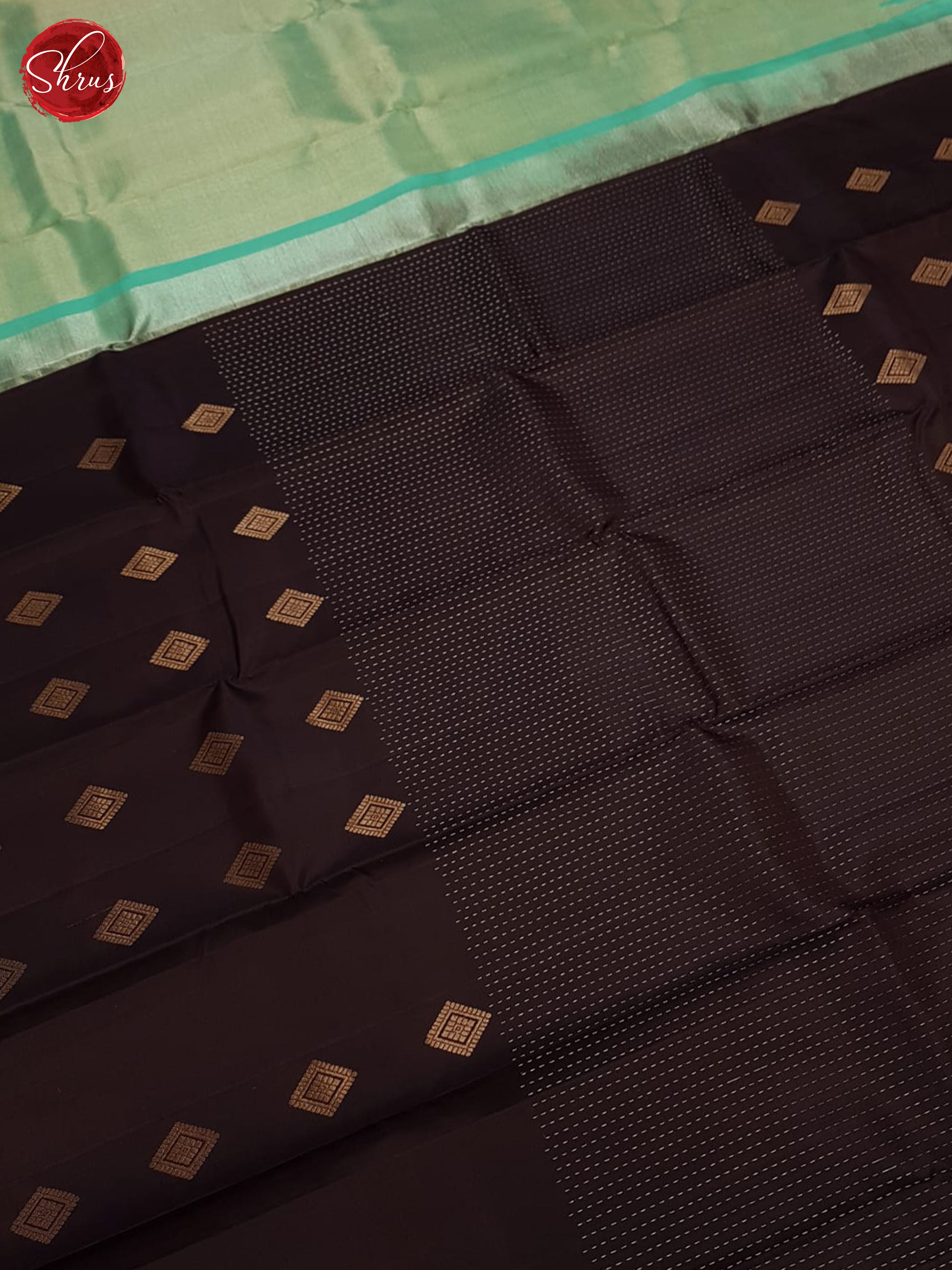 Brown & Green  - Soft Silk Saree - Shop on ShrusEternity.com