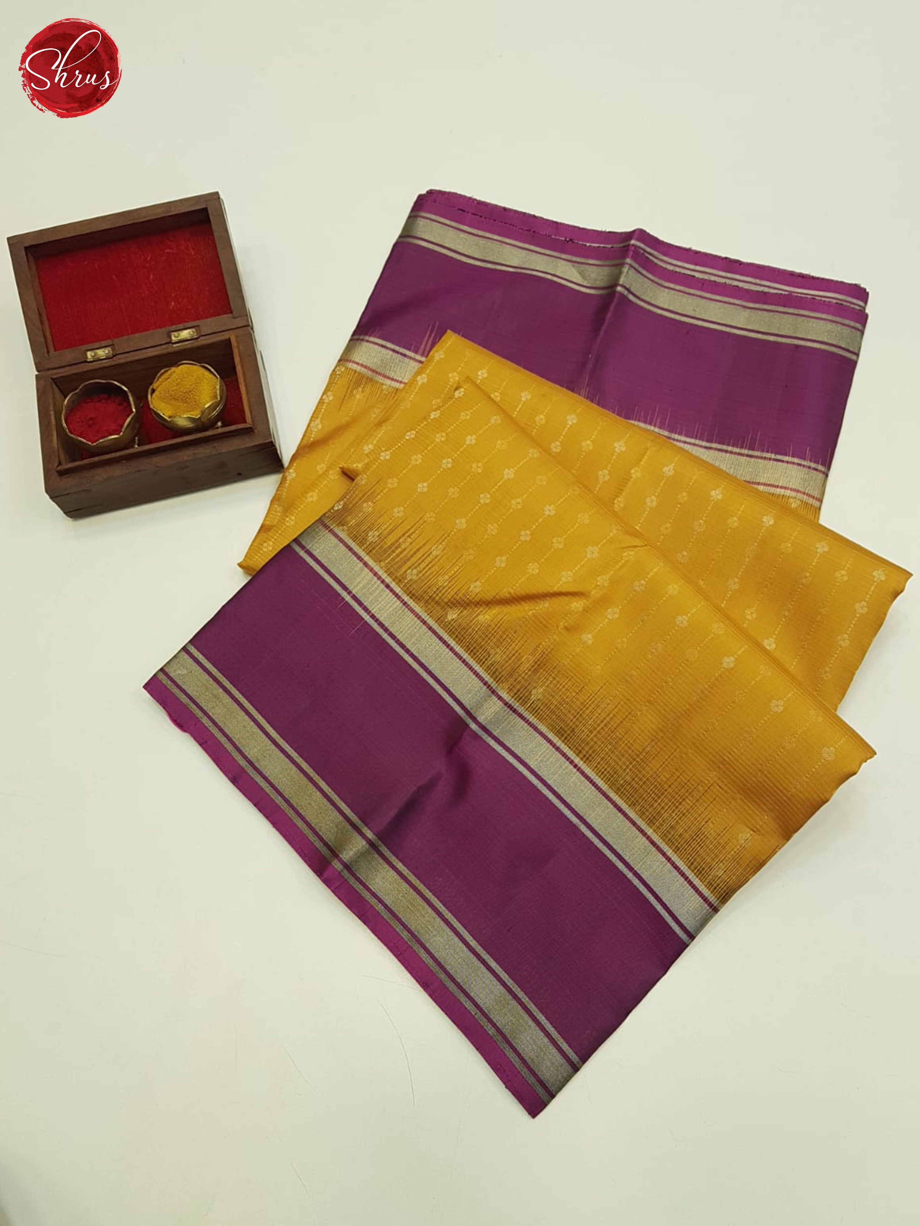 Mustard And Purple - Soft Silk Saree - Shop on ShrusEternity.com