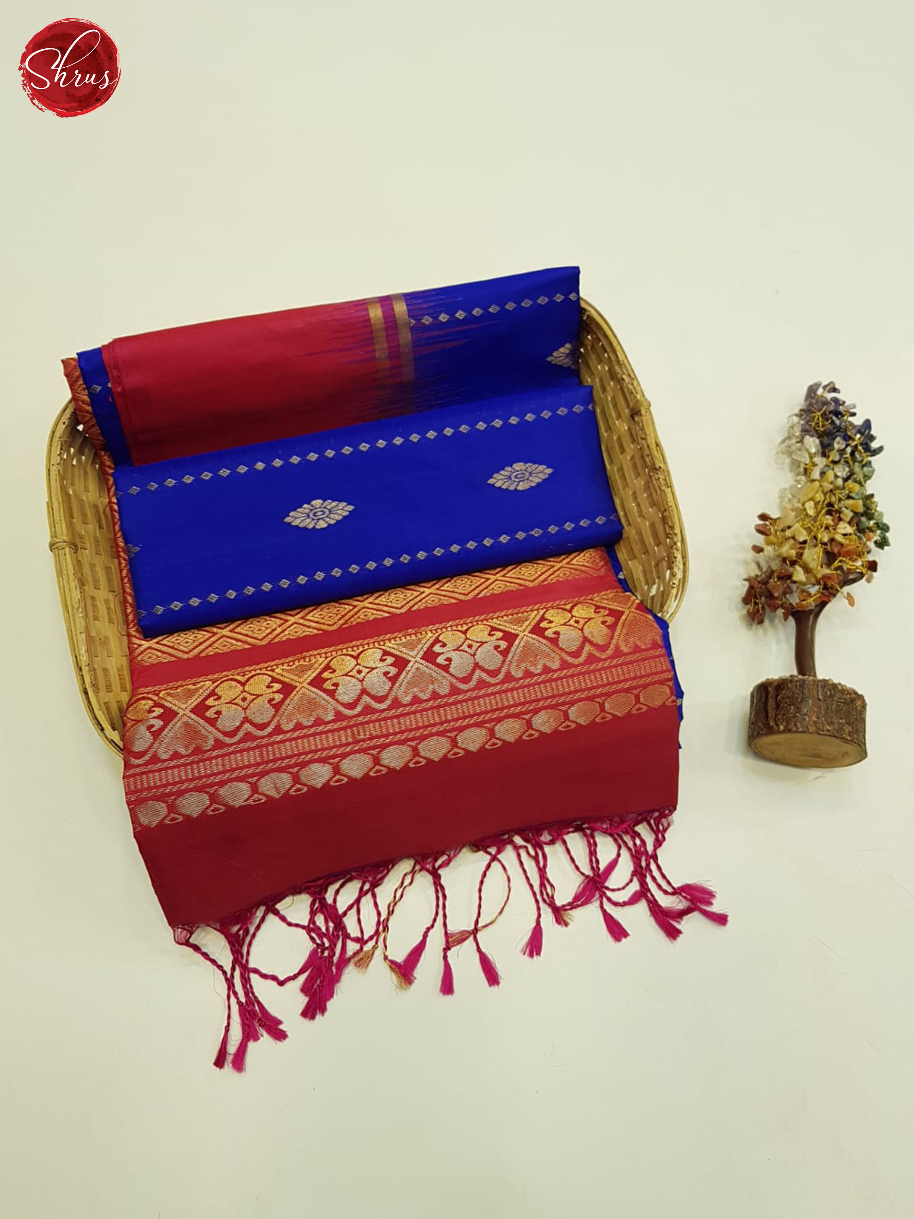 Blue And Red - Soft Silk Saree - Shop on ShrusEternity.com