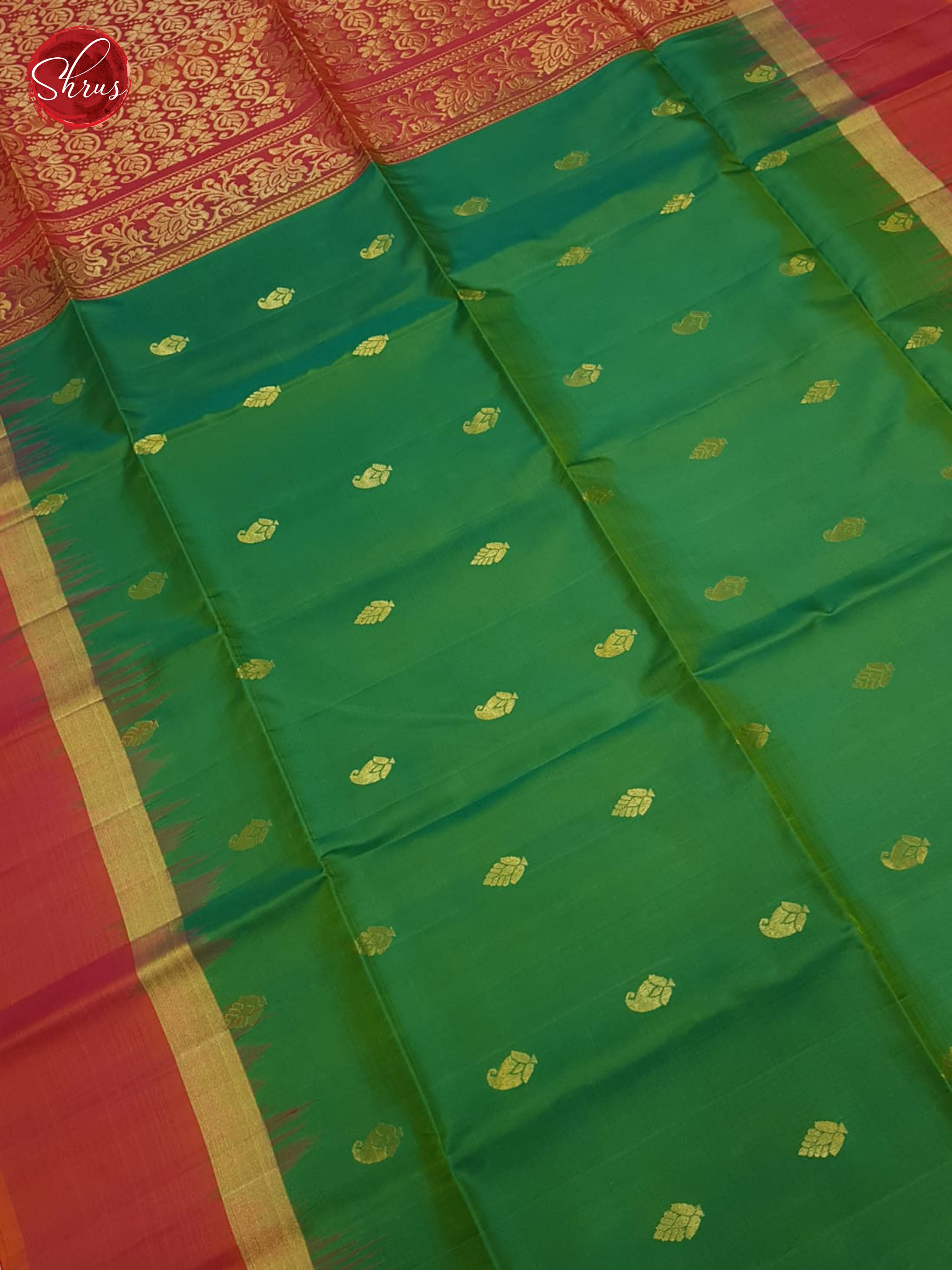 Green And Orangish Pink-Soft silk saree - Shop on ShrusEternity.com