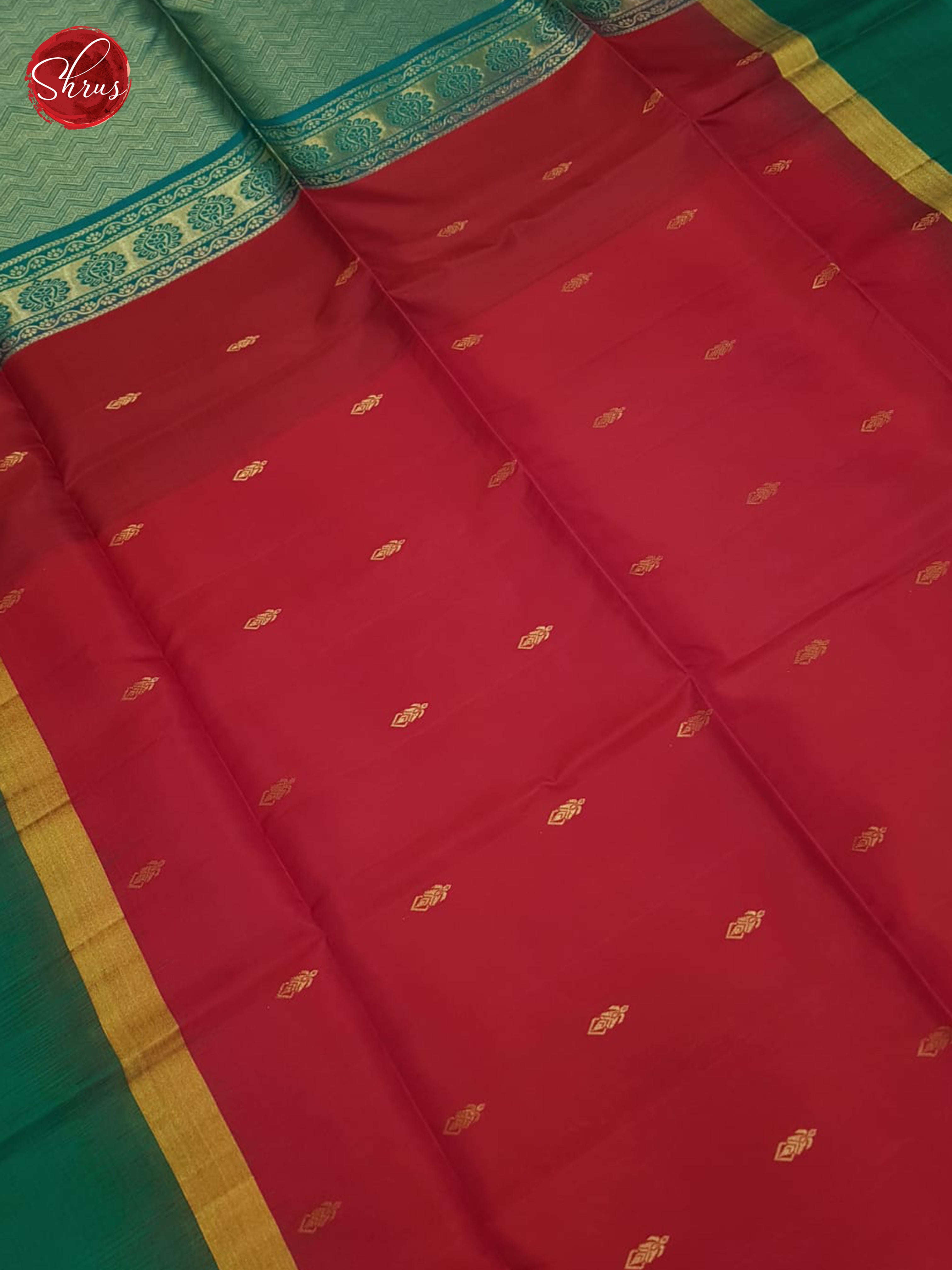 Red And Green- Soft Silk Saree - Shop on ShrusEternity.com