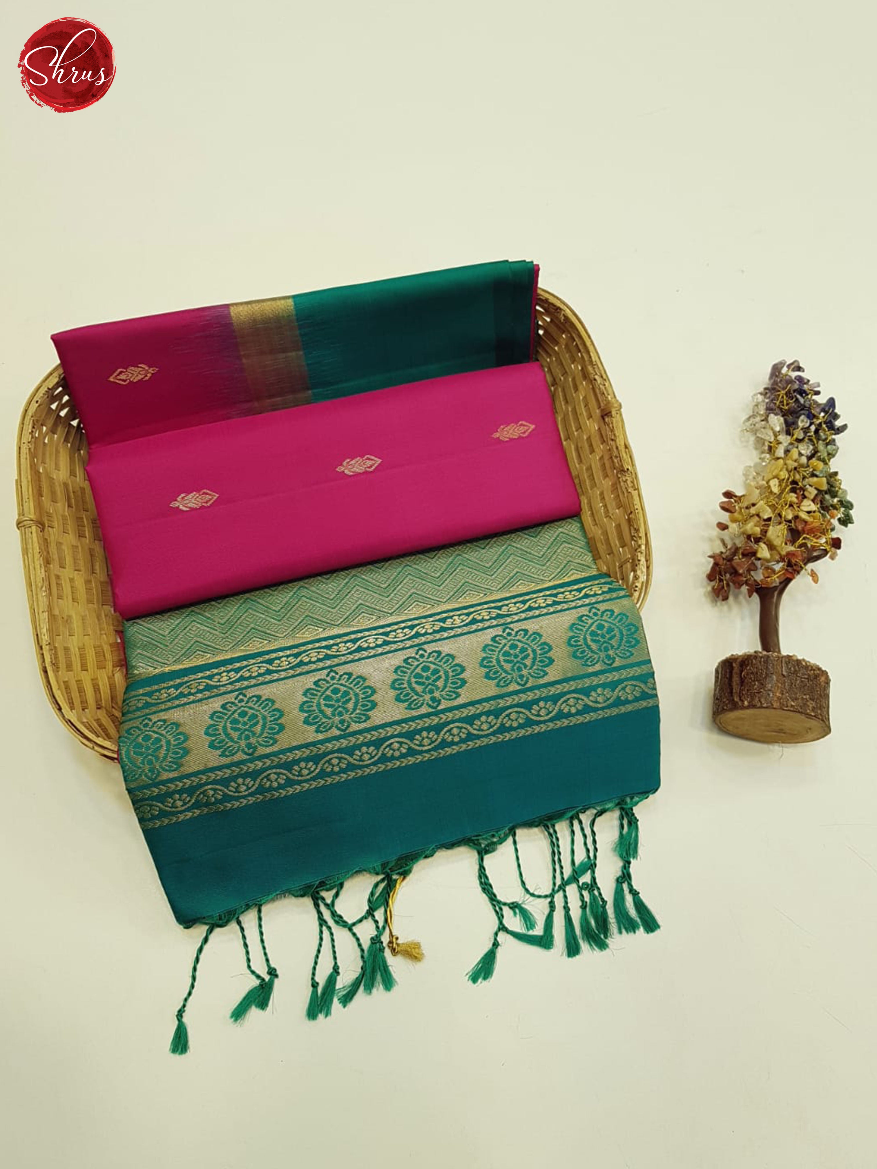 Pink And Green Soft Silk Saree - Shop on ShrusEternity.com