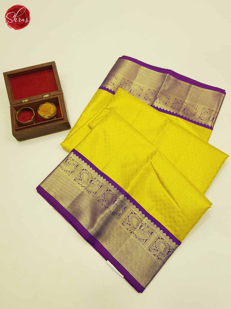Golden Yellow And Purple- Kanchipuram Silk Saree - Shop on ShrusEternity.com