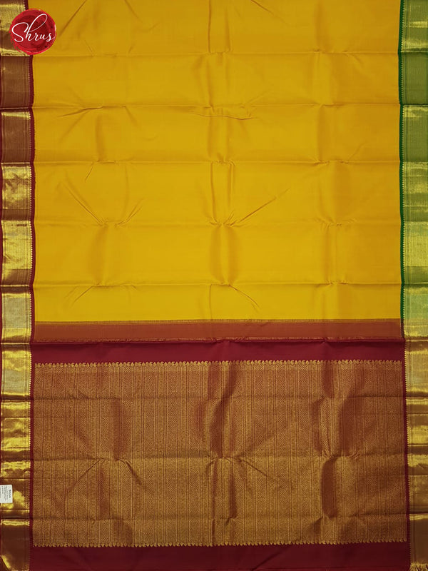Mustard And Araku Maroon-Kanchipuram Silk Saree - Shop on ShrusEternity.com