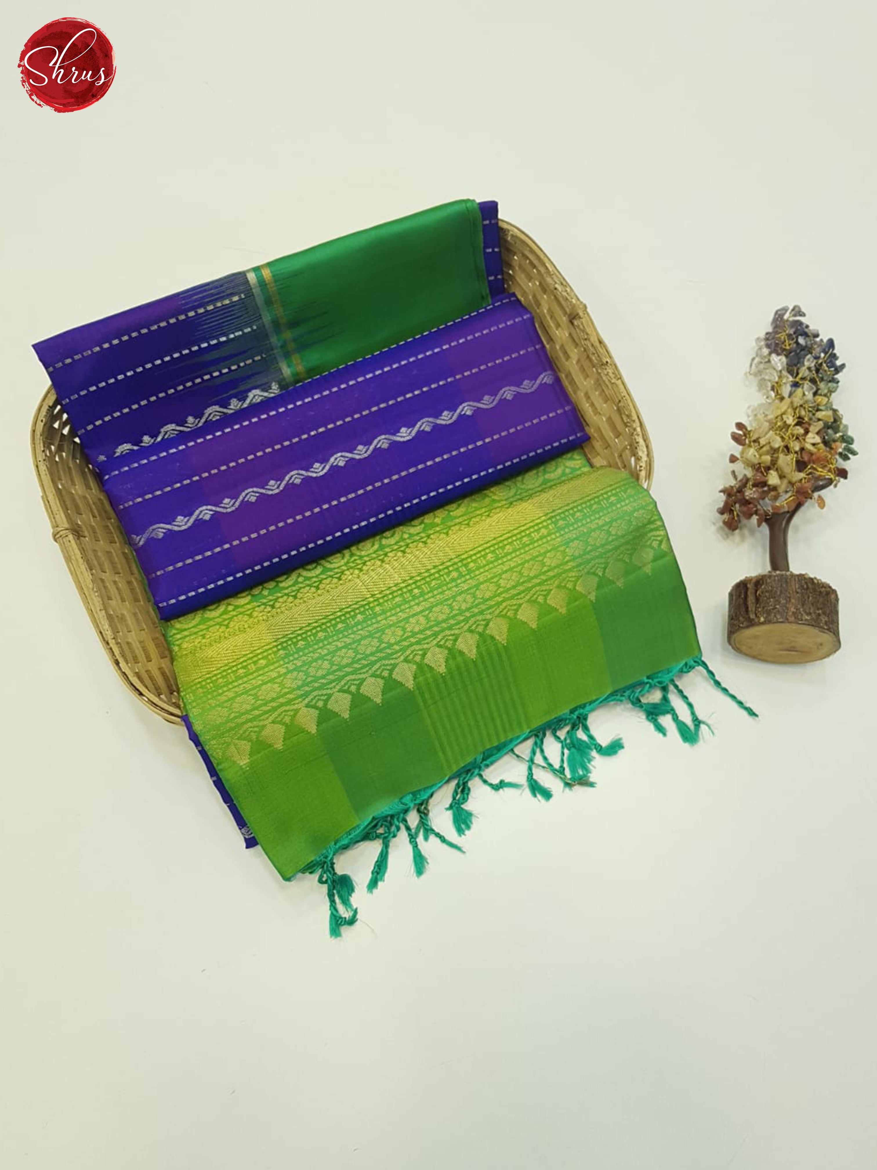 Blue & green - Soft Silk Saree - Shop on ShrusEternity.com