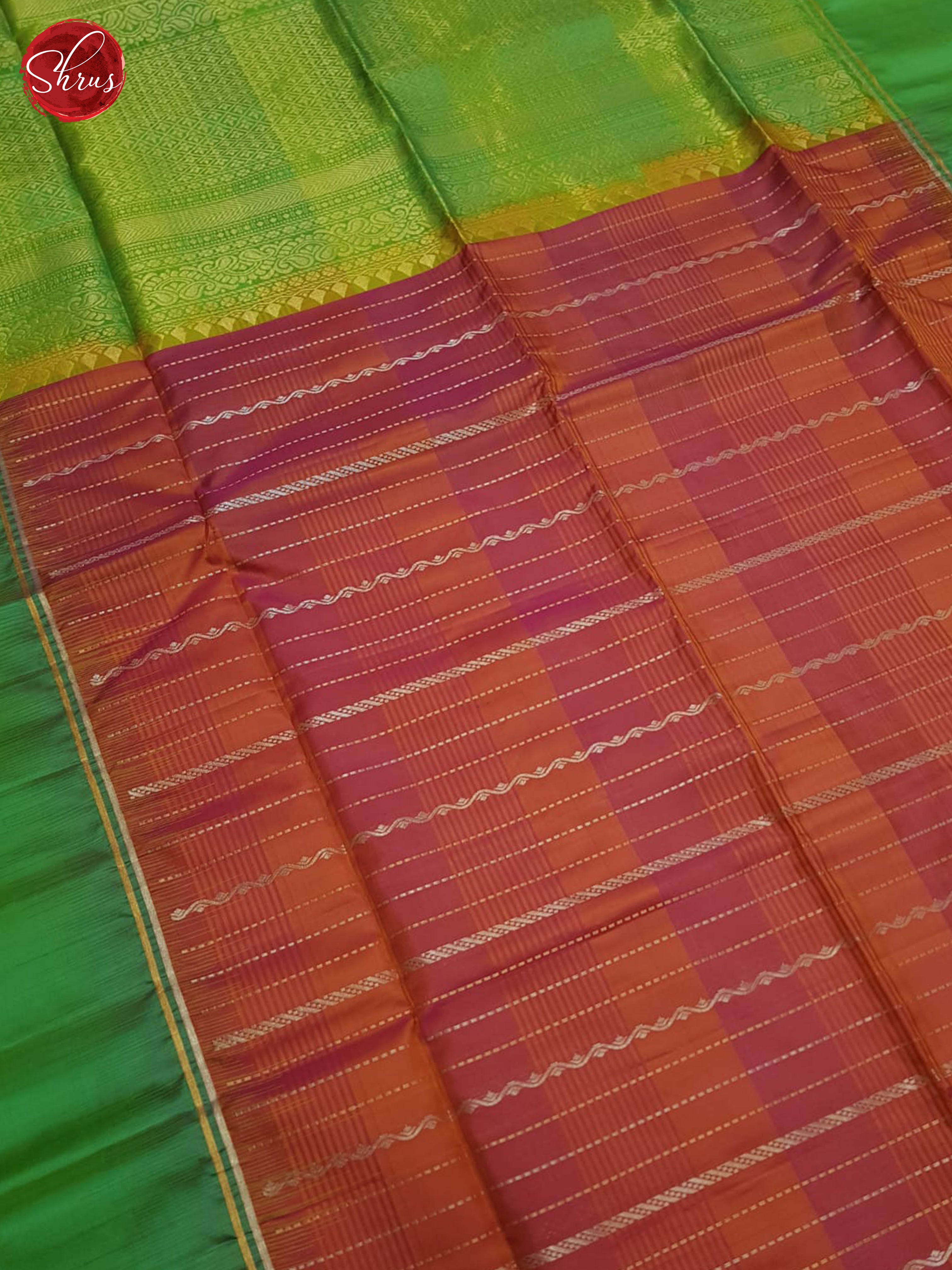 Orangish Pink & Green - Soft Silk Saree - Shop on ShrusEternity.com